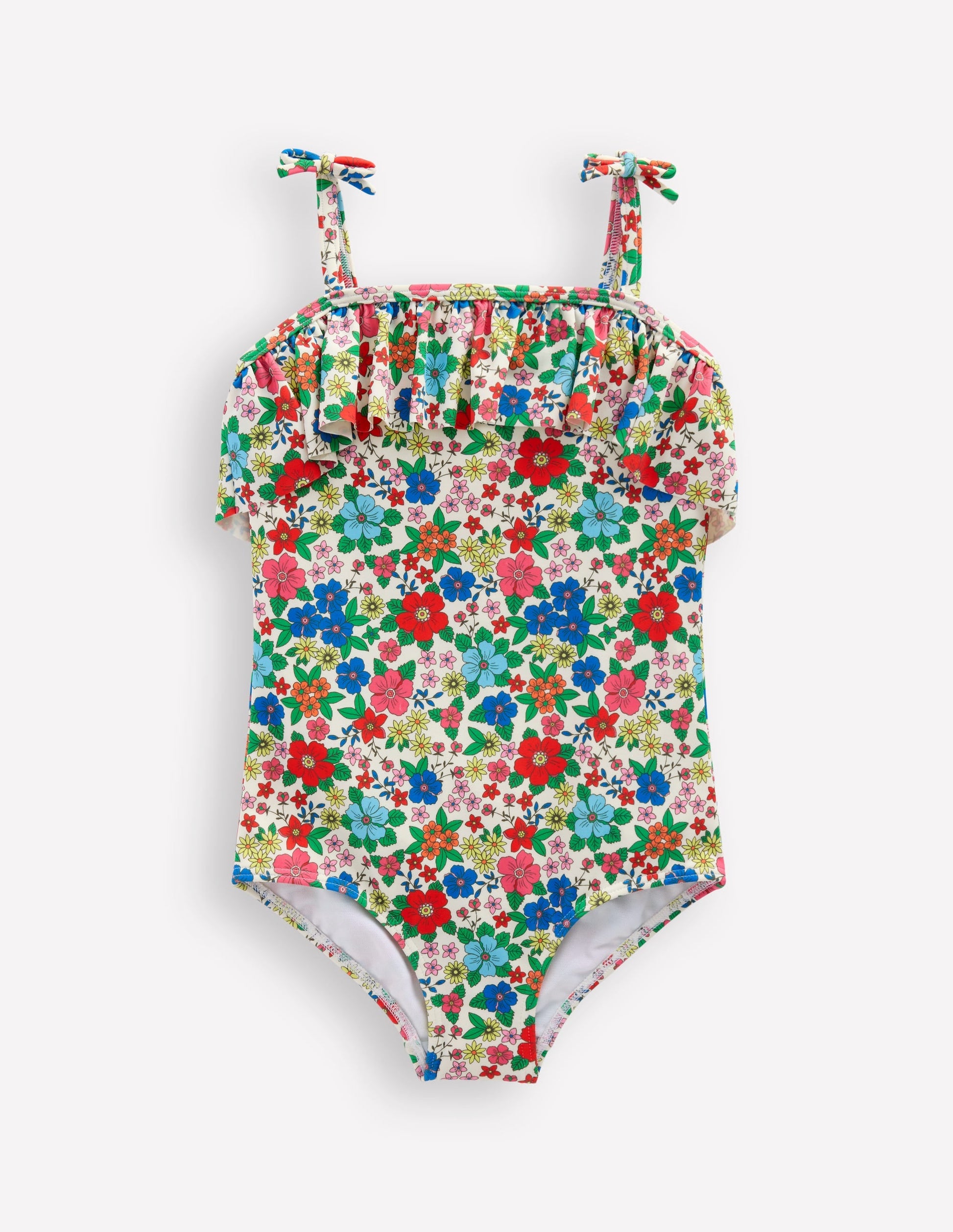 Frill Tie Detail Swimsuit-Multi Holiday Flowerbed-1