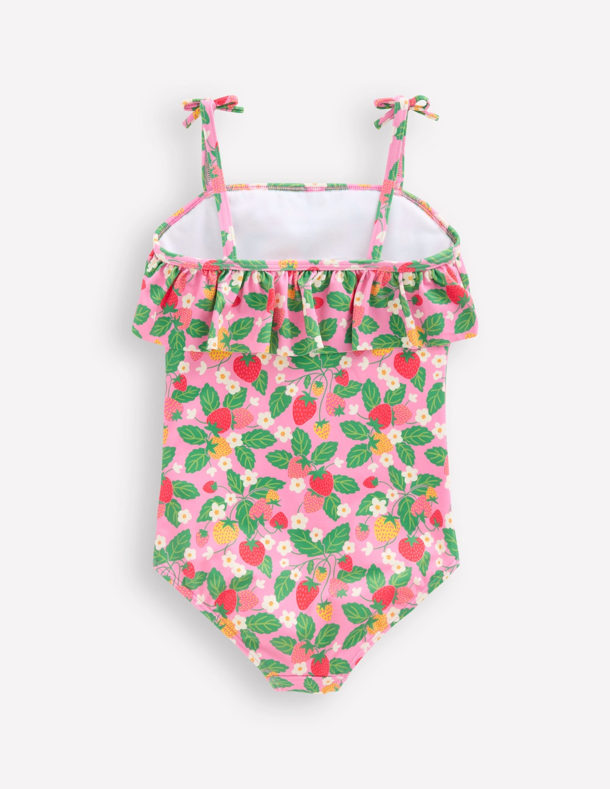 Frill Tie Detail Swimsuit-Pink Strawberry Patch-2