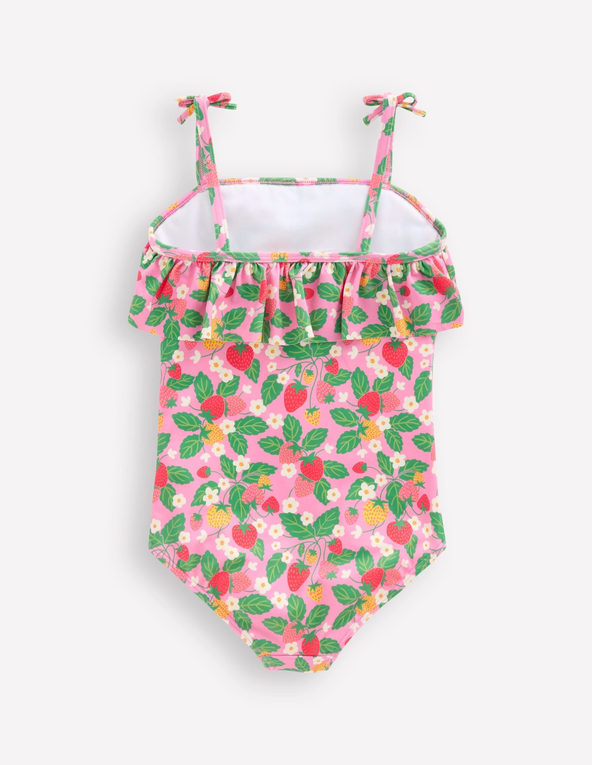 Frill Tie Detail Swimsuit-Pink Strawberry Patch - Image 2