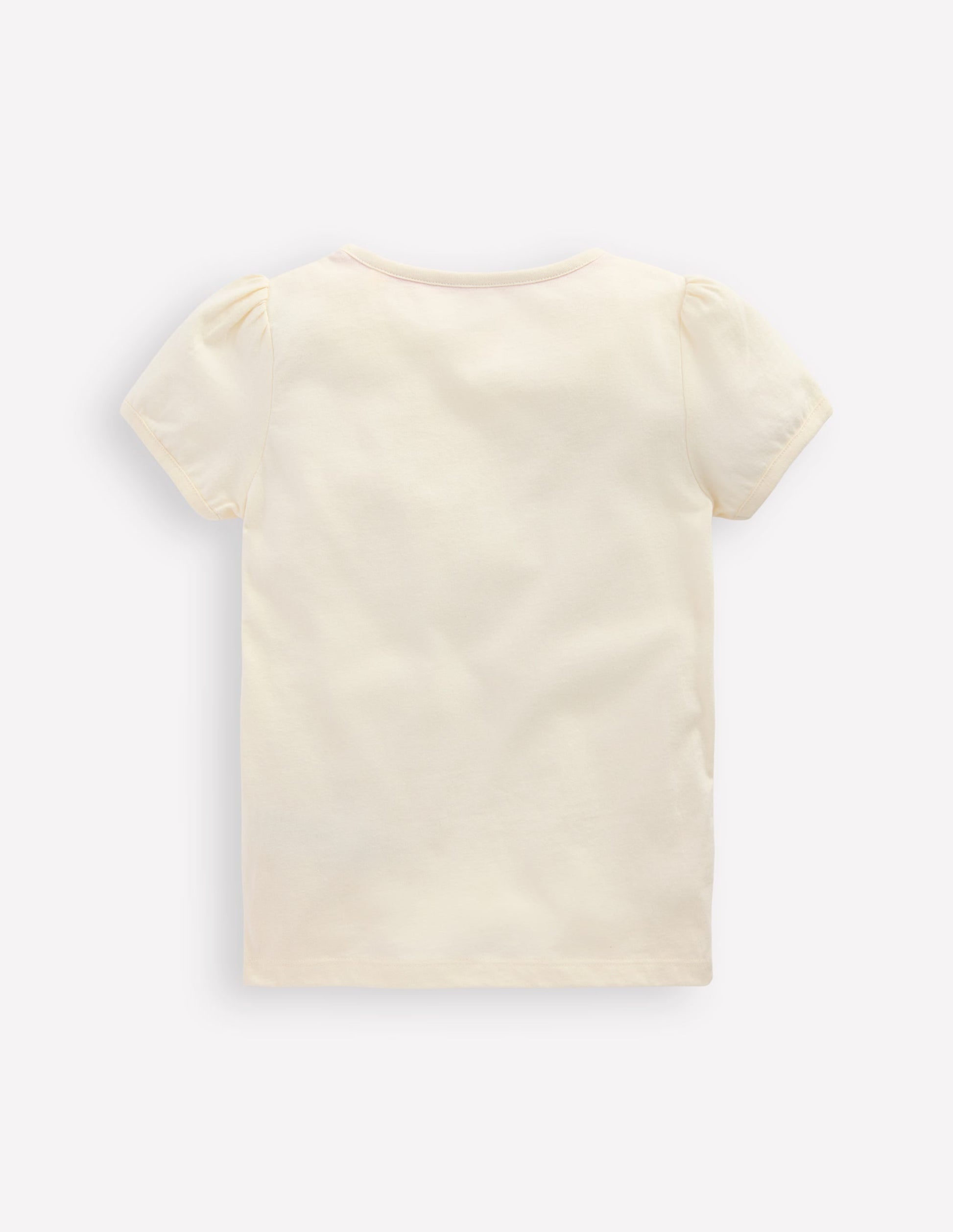 Puff Sleeve Appliqué T-shirt-Soft Ivory Horse-2