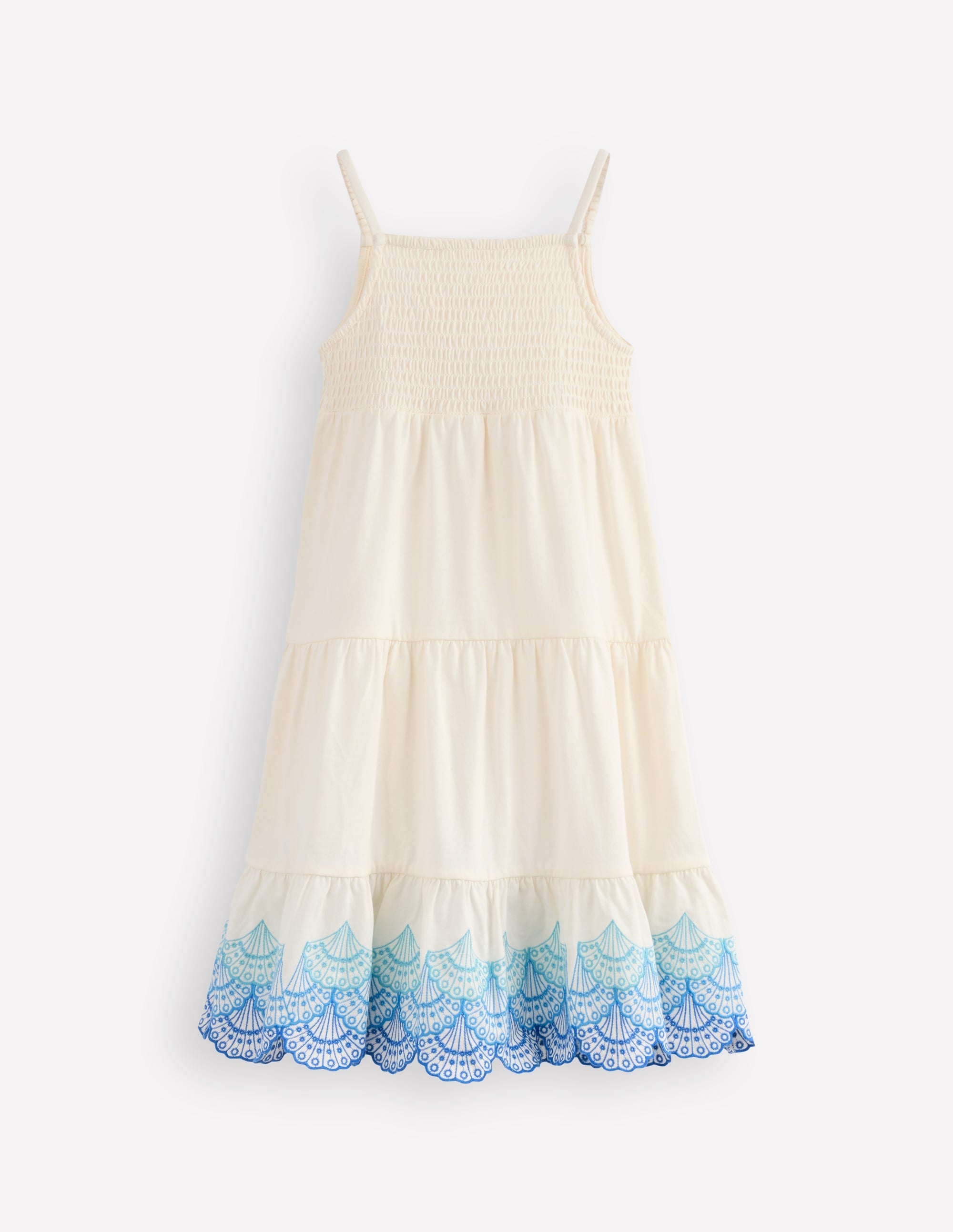 Enza Broderie Hem Jersey Dress-Soft Ivory Shells - Image 2