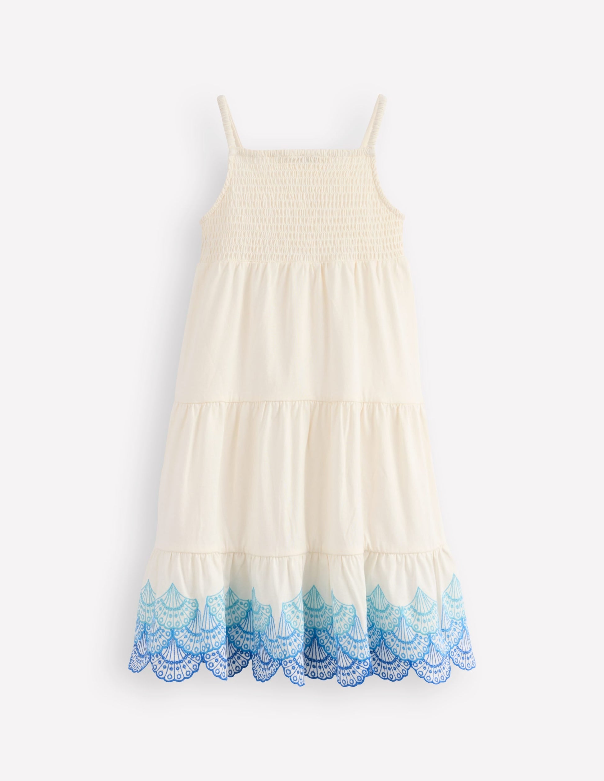 Enza Broderie Hem Jersey Dress-Soft Ivory Shells-1