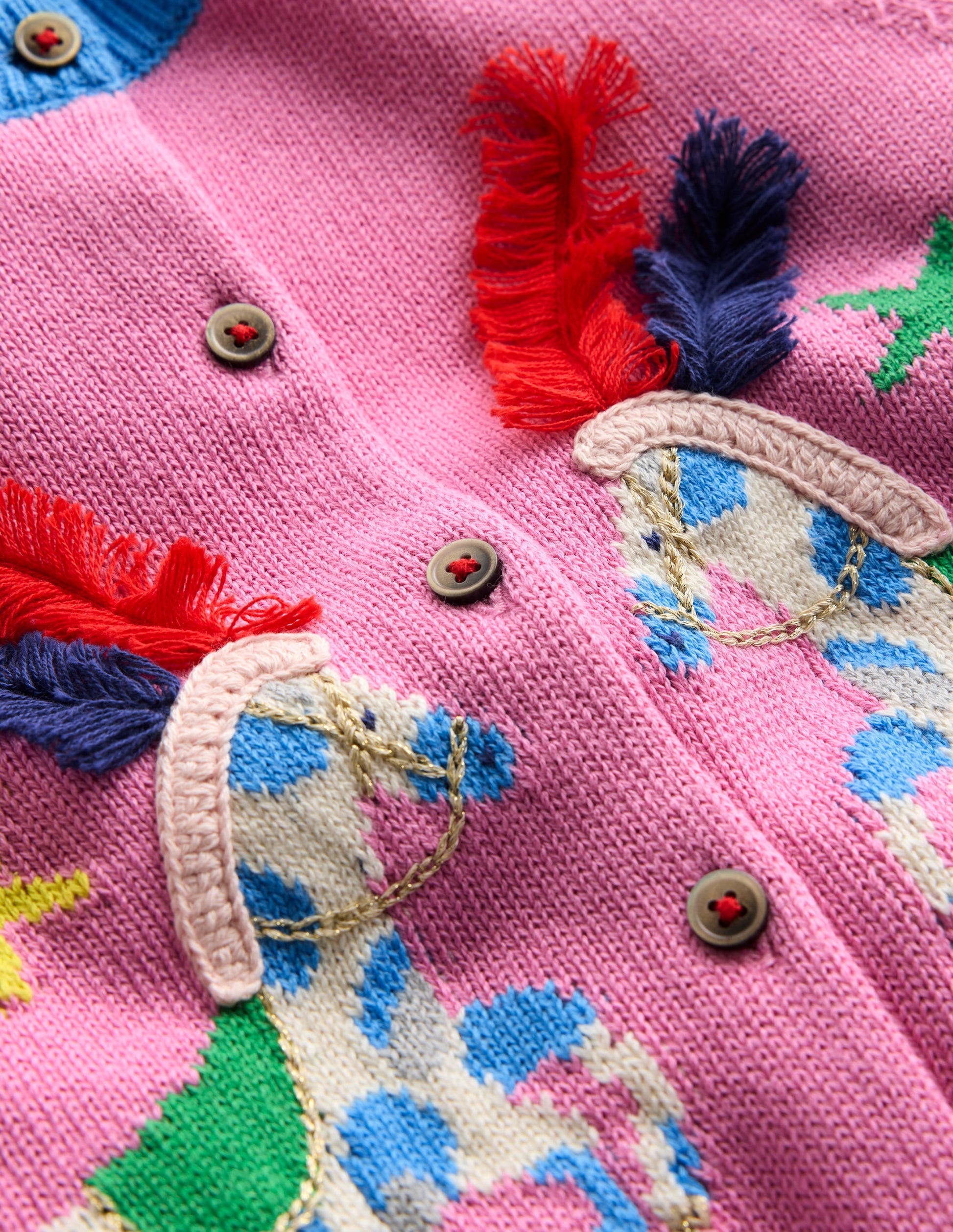 Fun Frill Logo Cardigan-Vintage Mauve Circus Horses-3