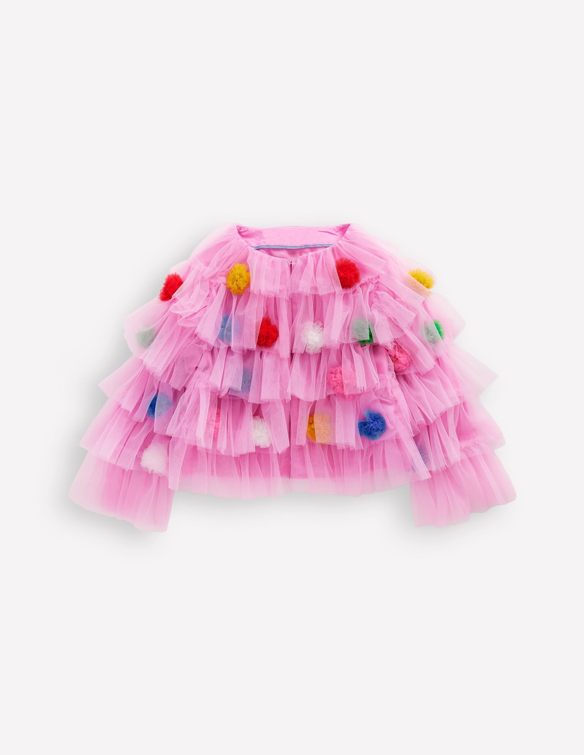 Tiered Tulle Jacket-Pink Poms - Image 1