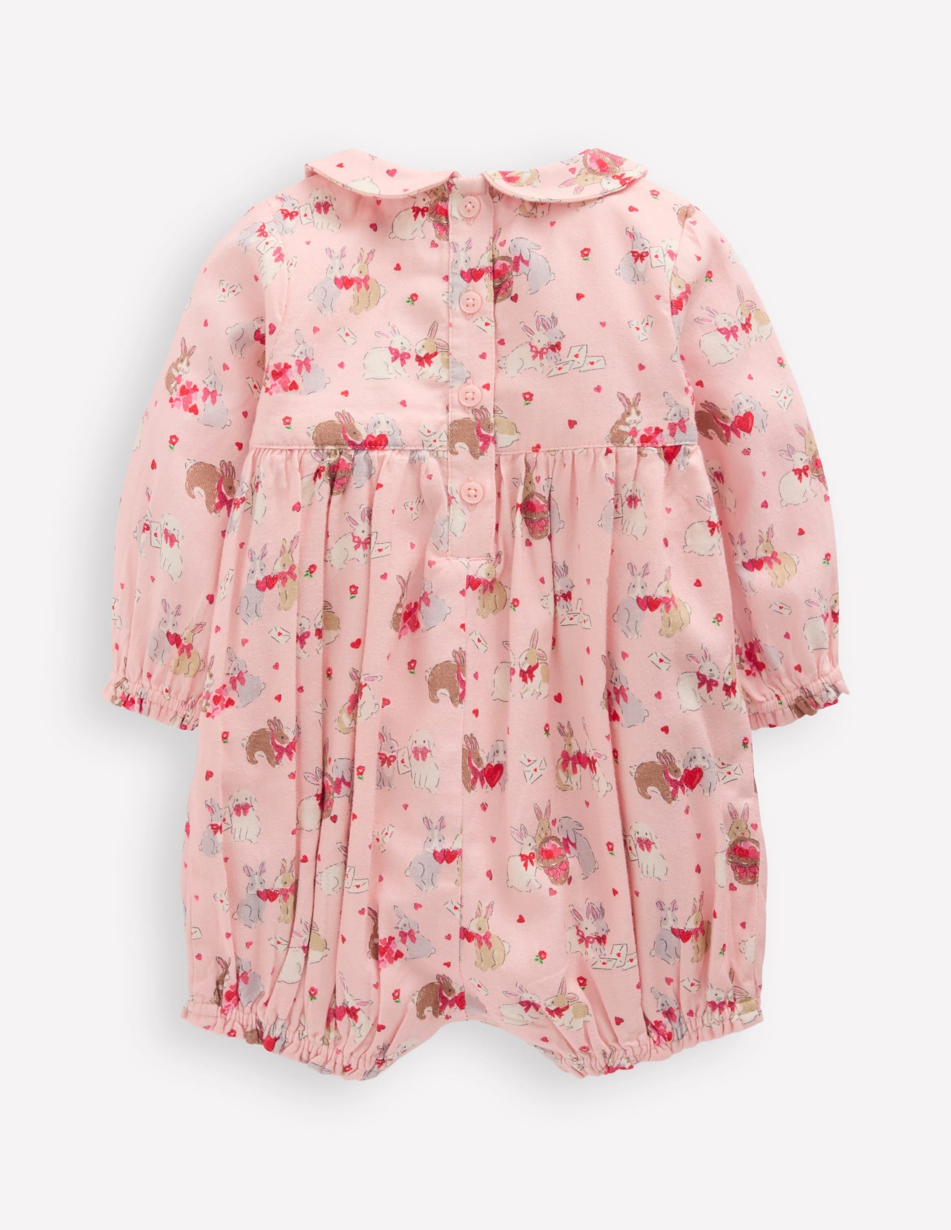 Smocked Romper-Pink Love Bunnies-2