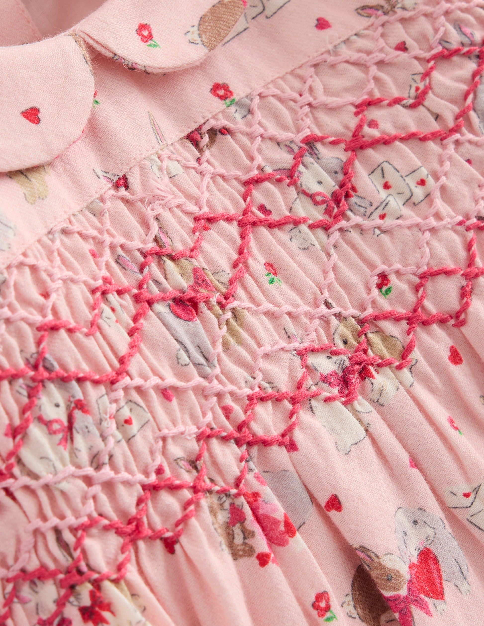 Smocked Romper-Pink Love Bunnies-3