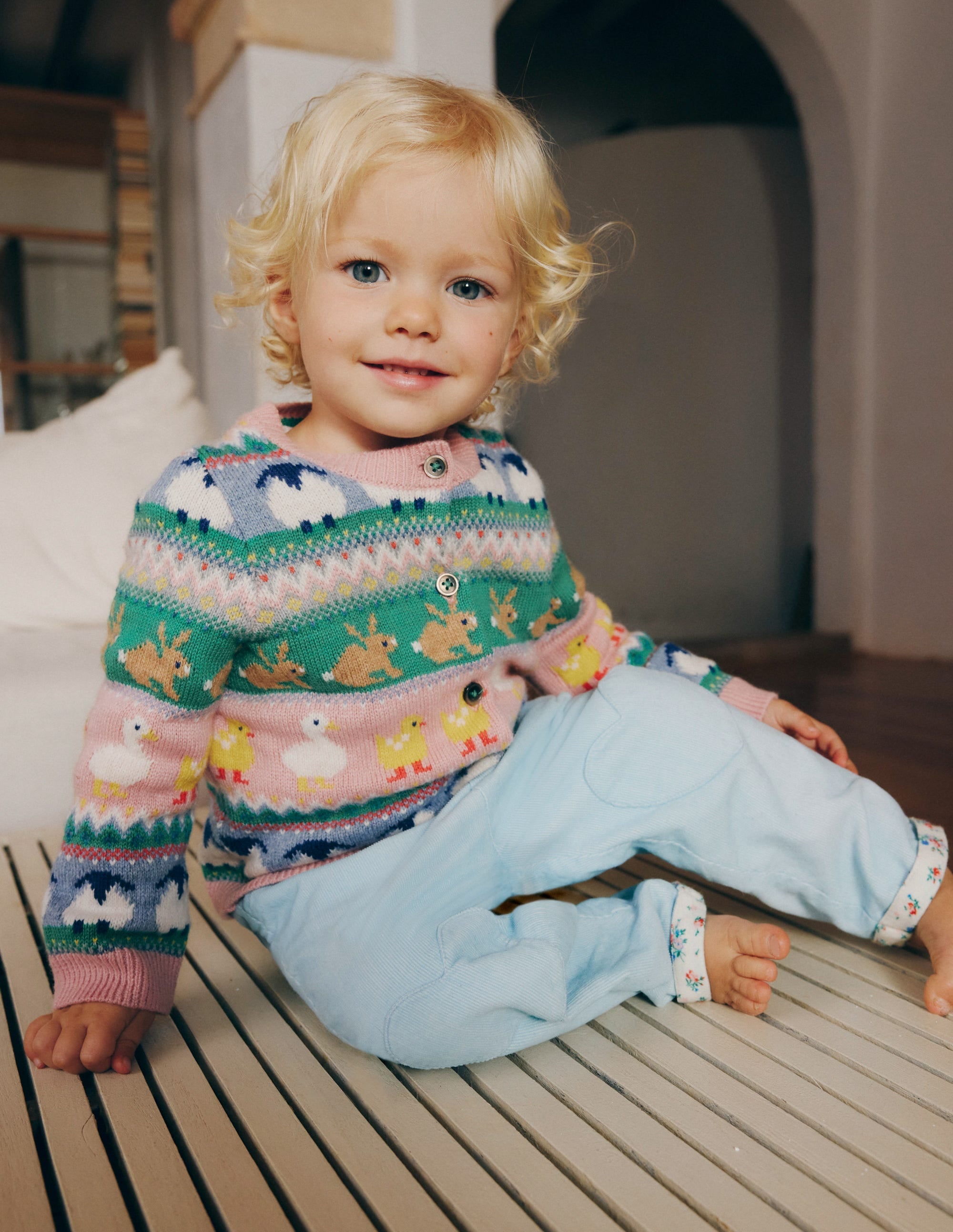 Edie Fair Isle Cardigan-Multi Easter Fair Isle - Image 1