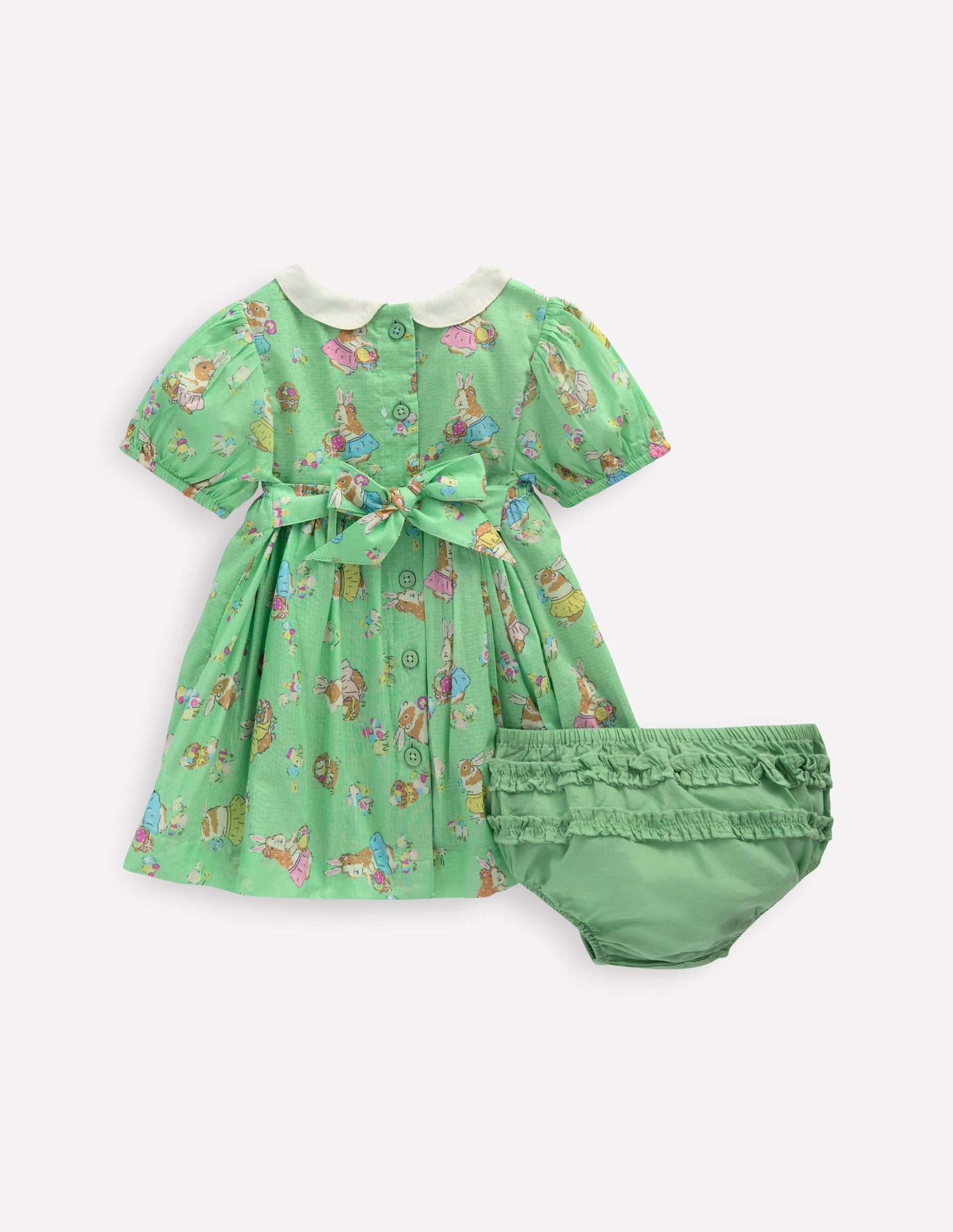 Traditional Smock Dress-Green Guineas-2