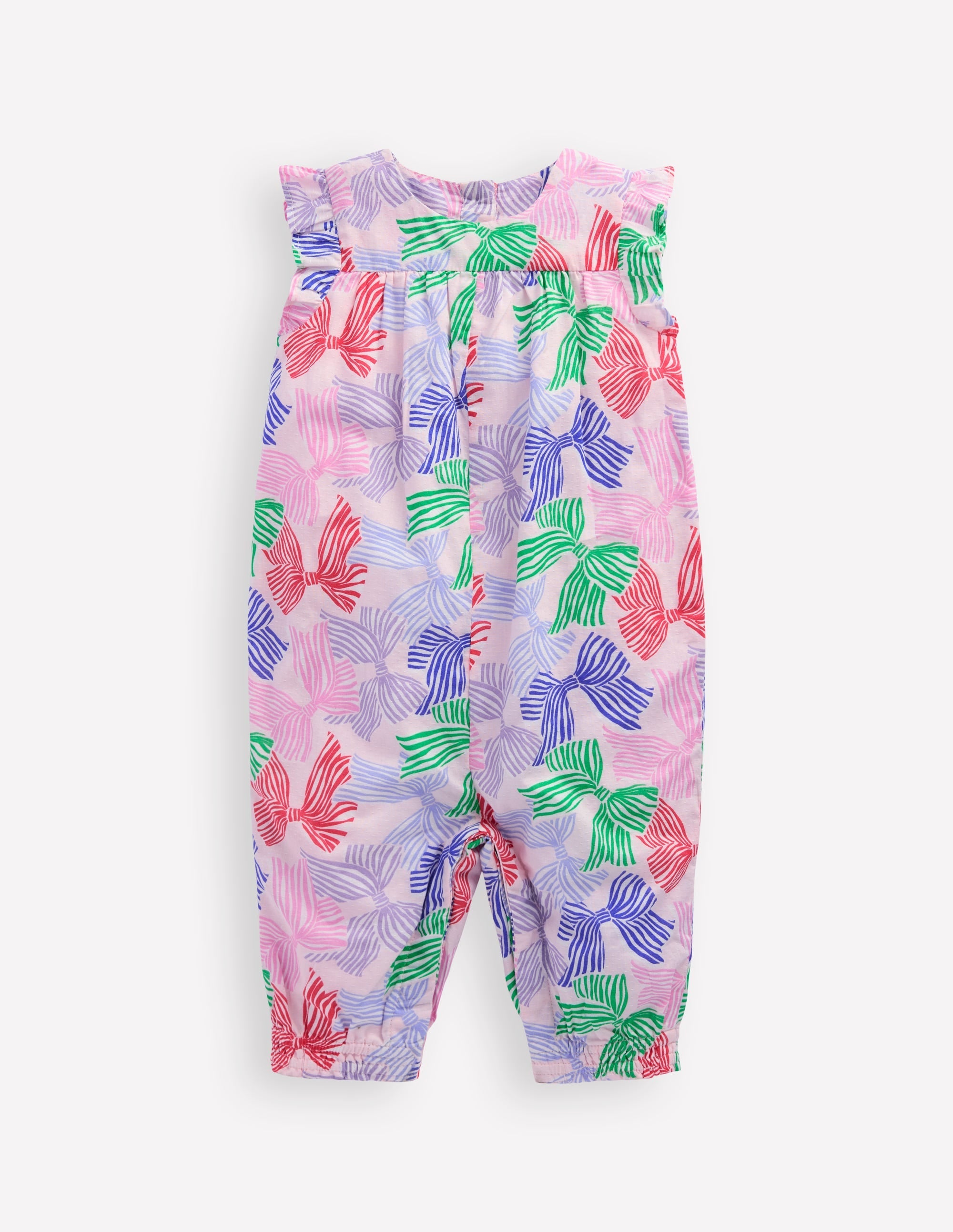 Girls Ruffle Sleeve Romper-French Pink Bows - Image 1