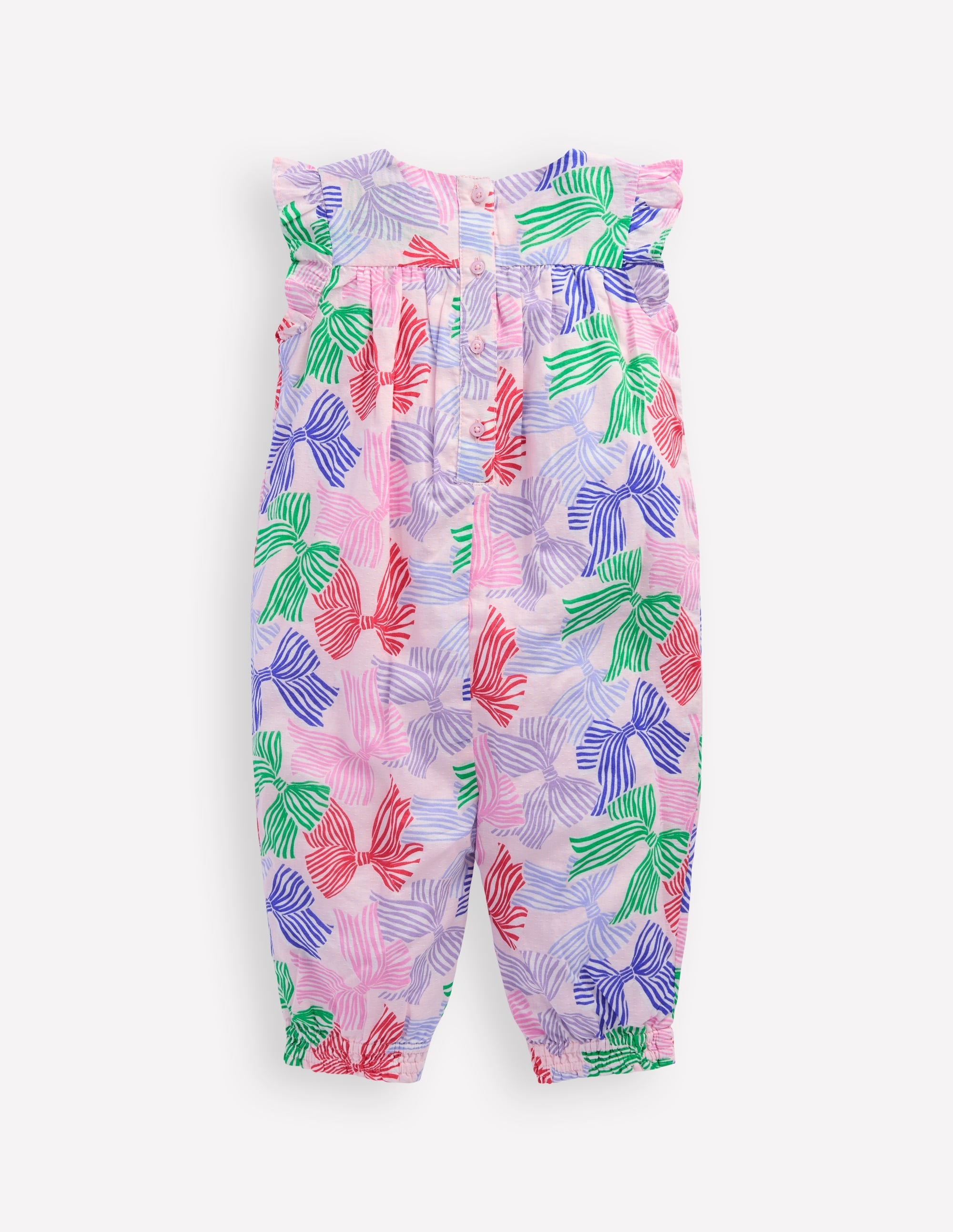 Girls Ruffle Sleeve Romper-French Pink Bows - Image 3