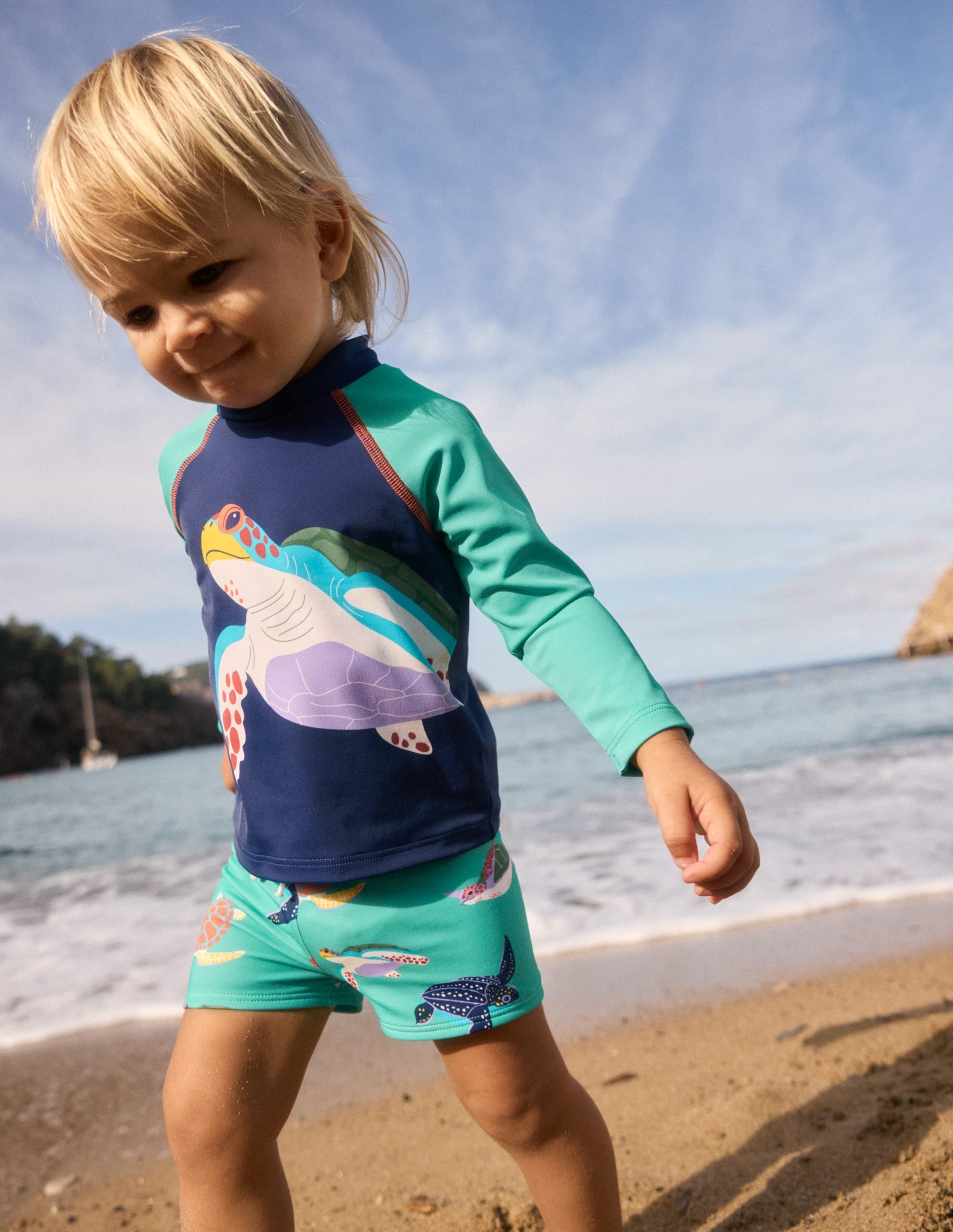 Fun Rash Vest Set-Aquamarine Blue Turtles - Image 1