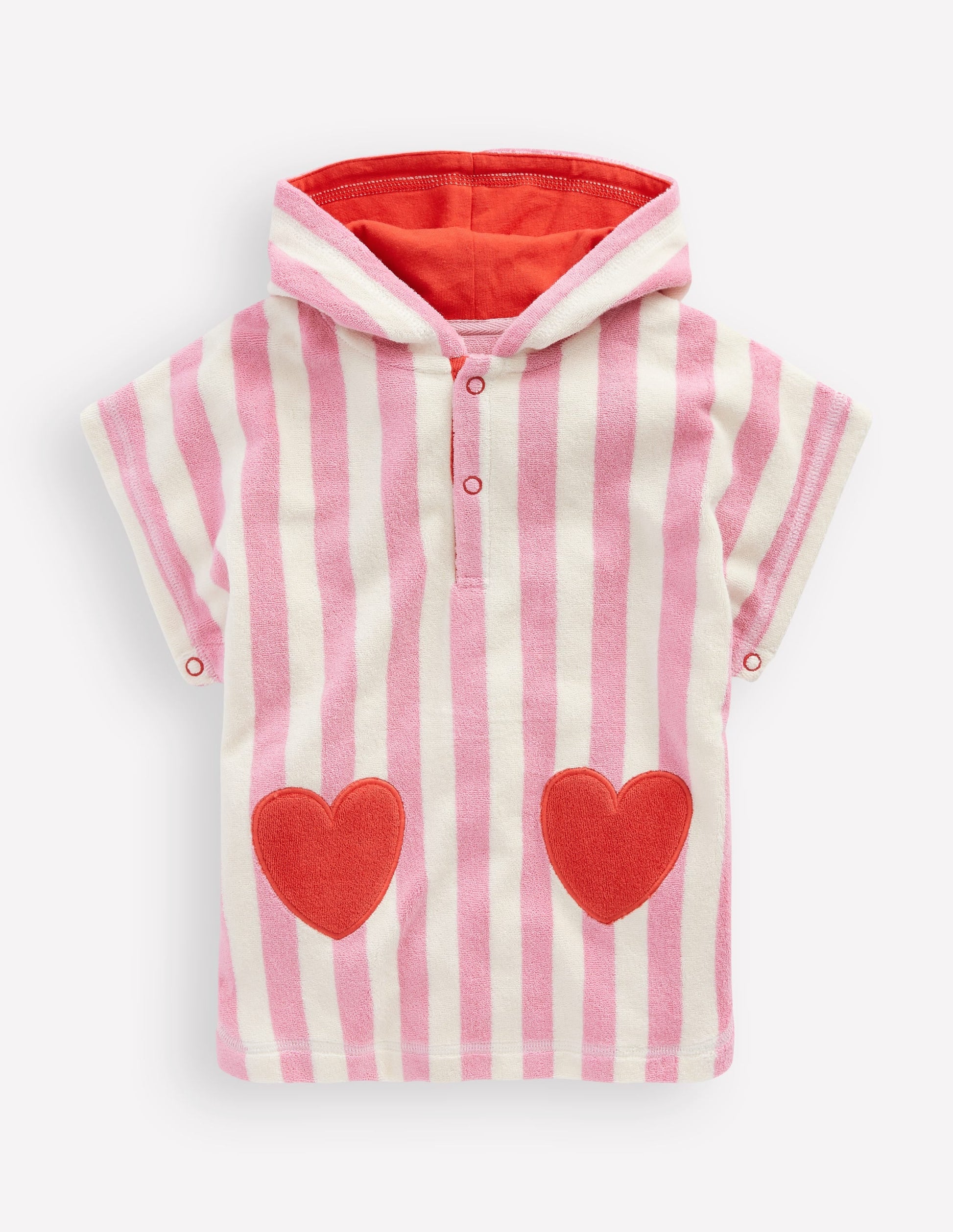 Towelling Throw On-Bubblegum Pink Heart Stripe-1