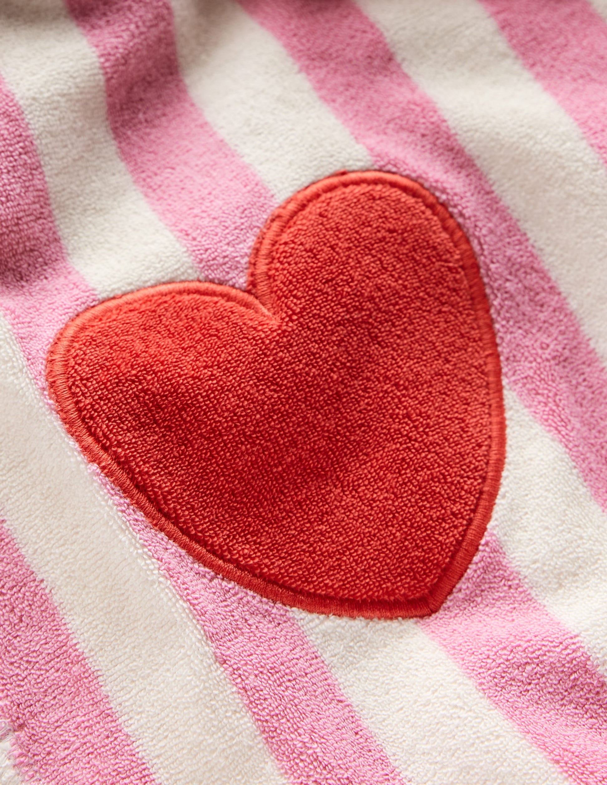 Towelling Throw On-Bubblegum Pink Heart Stripe-3
