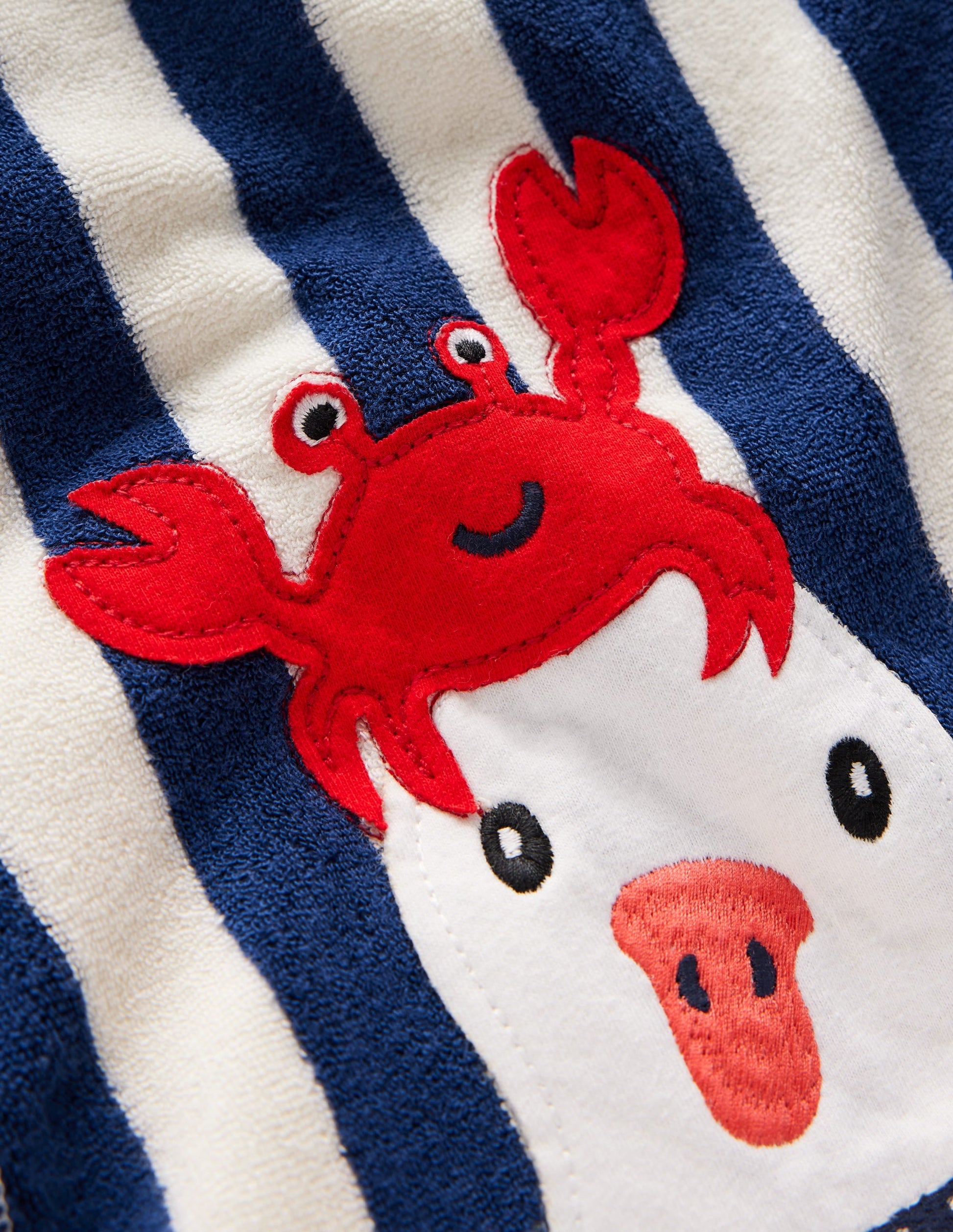 Applique Towelling Throw On-Sapphire Blue Seagulls-3