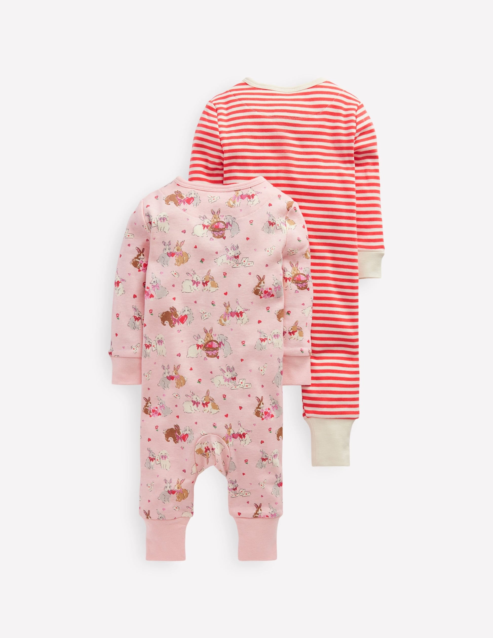 Twin Pack Rompers-Chalk Pink Love Bunnies-2