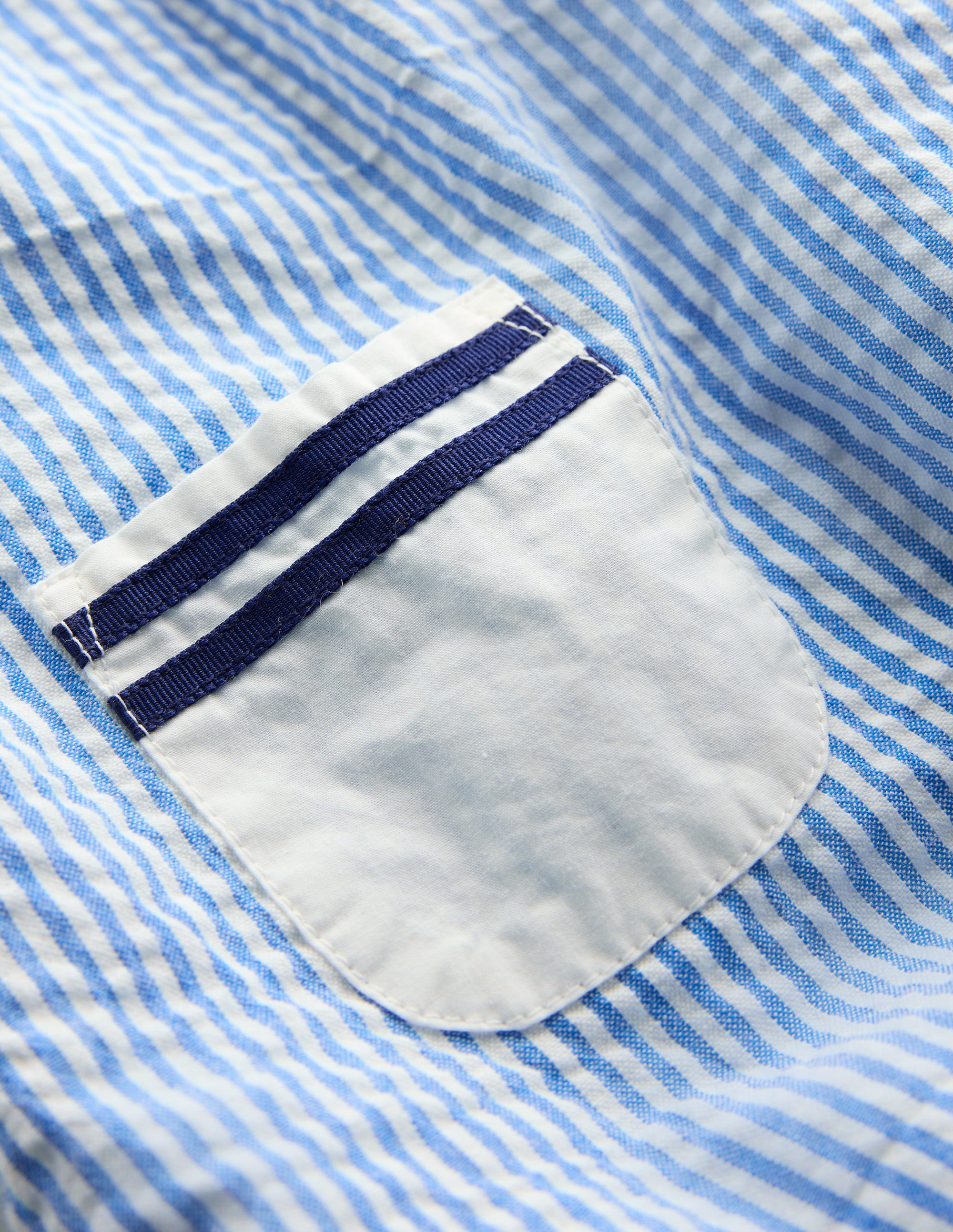 Boys Heritage Nautical Romper-Vintage Blue Ticking Stripe - Image 4