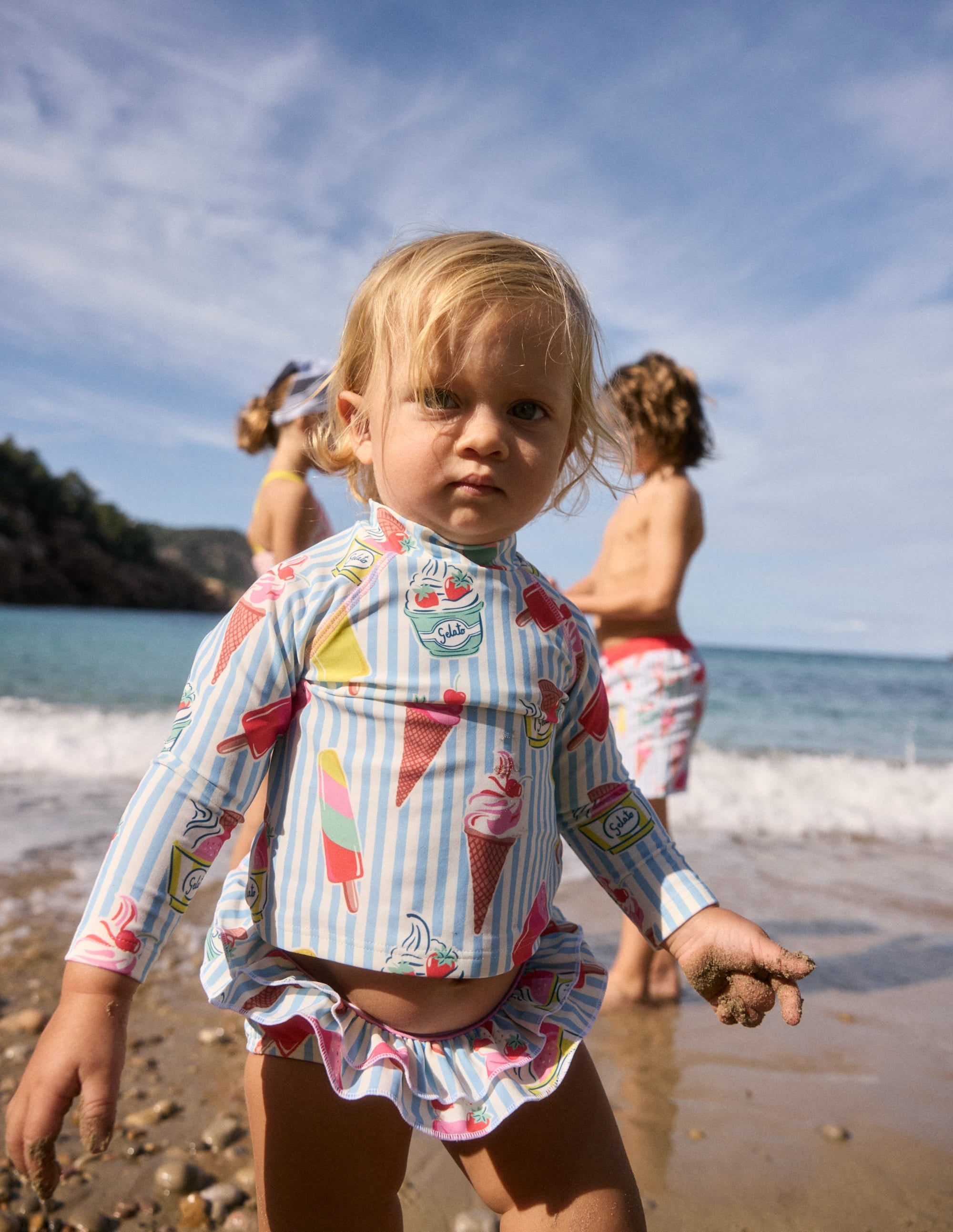 Frilly Rash Vest Set-Vintage Blue Ice Creams - Image 1