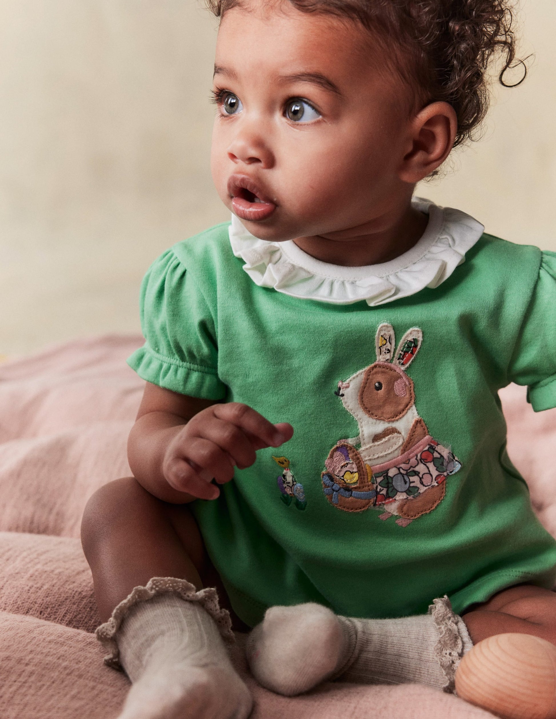 Ruffle Neck T-Shirt-Green Guinea Pig-1