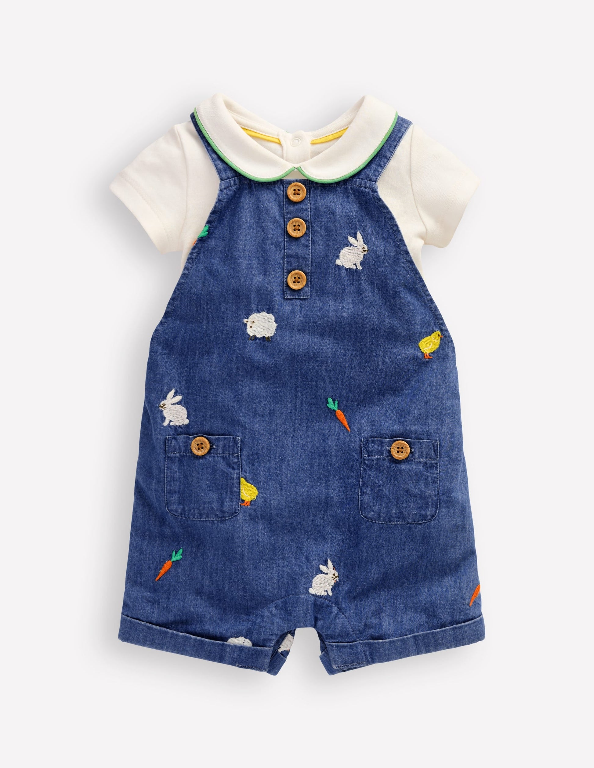 Embroidered Dungaree Set-Denim Easter Embroidery-1