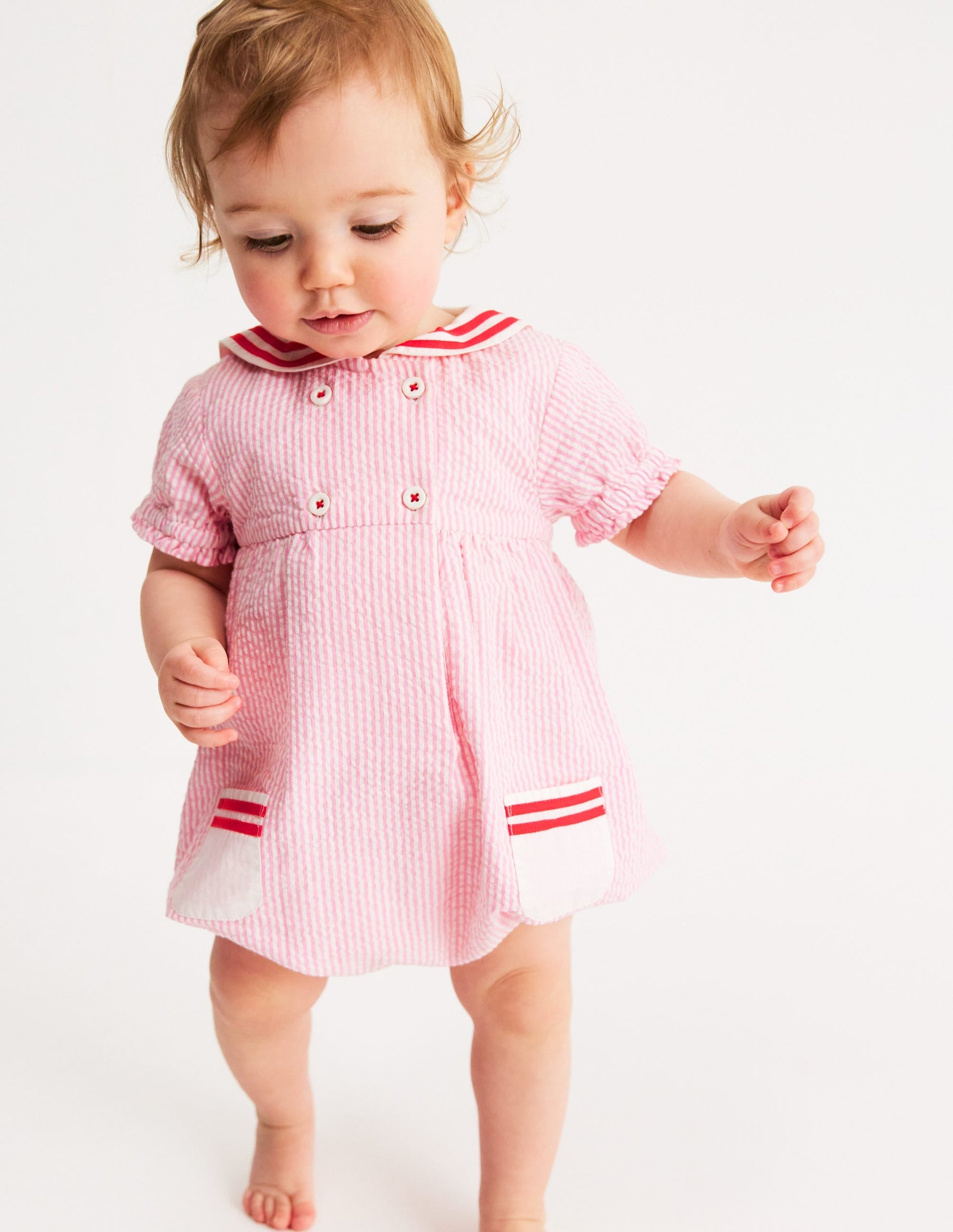 Heritage Nautical Romper-Pink Ticking Stripe-4