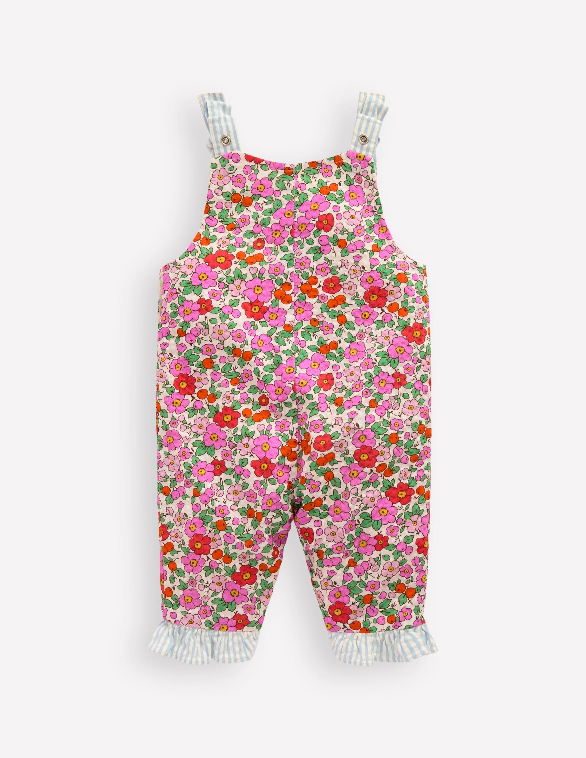 Girls Heart Patch Dungaree-Pink Apple Blossom Floral-2