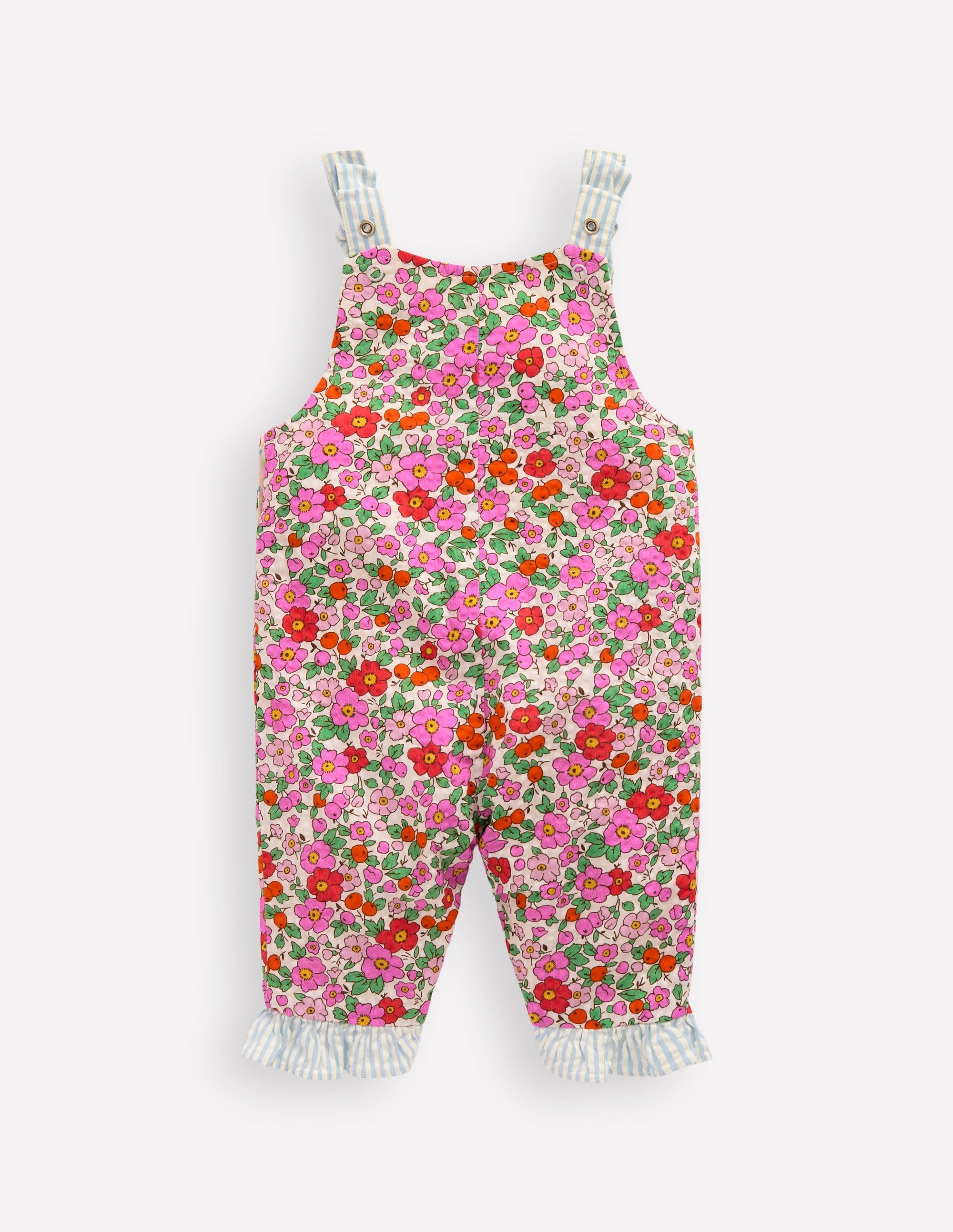 Girls Heart Patch Dungaree-Pink Apple Blossom Floral - Image 2
