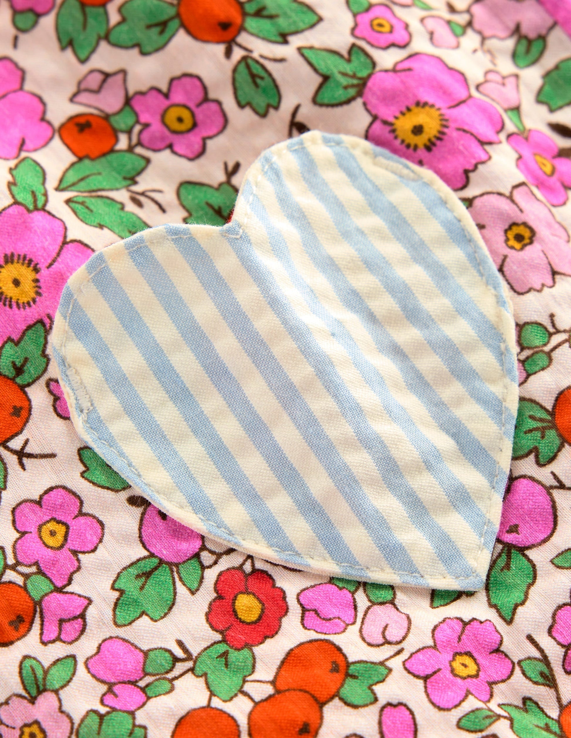 Girls Heart Patch Dungaree-Pink Apple Blossom Floral-3