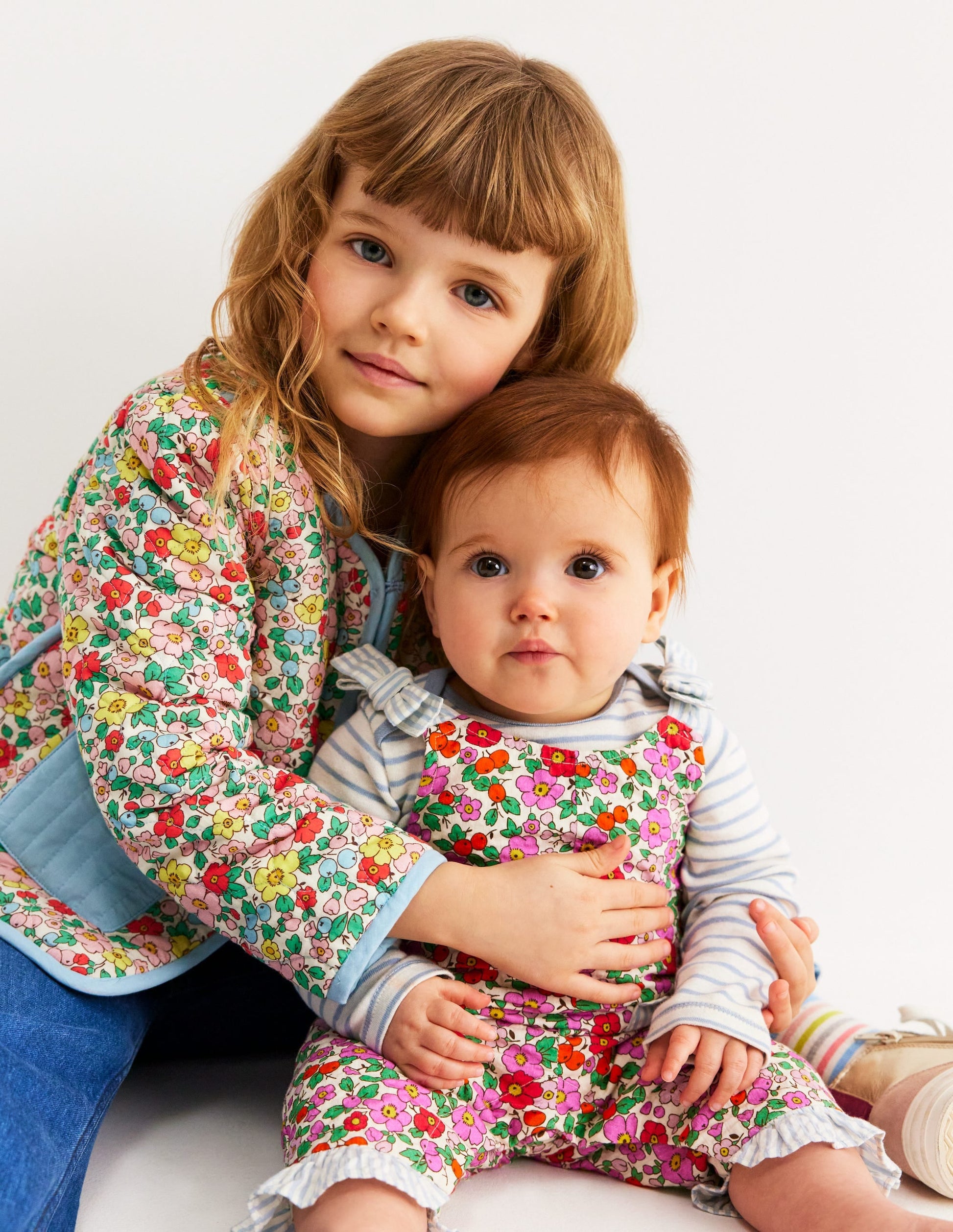 Girls Heart Patch Dungaree-Pink Apple Blossom Floral-4