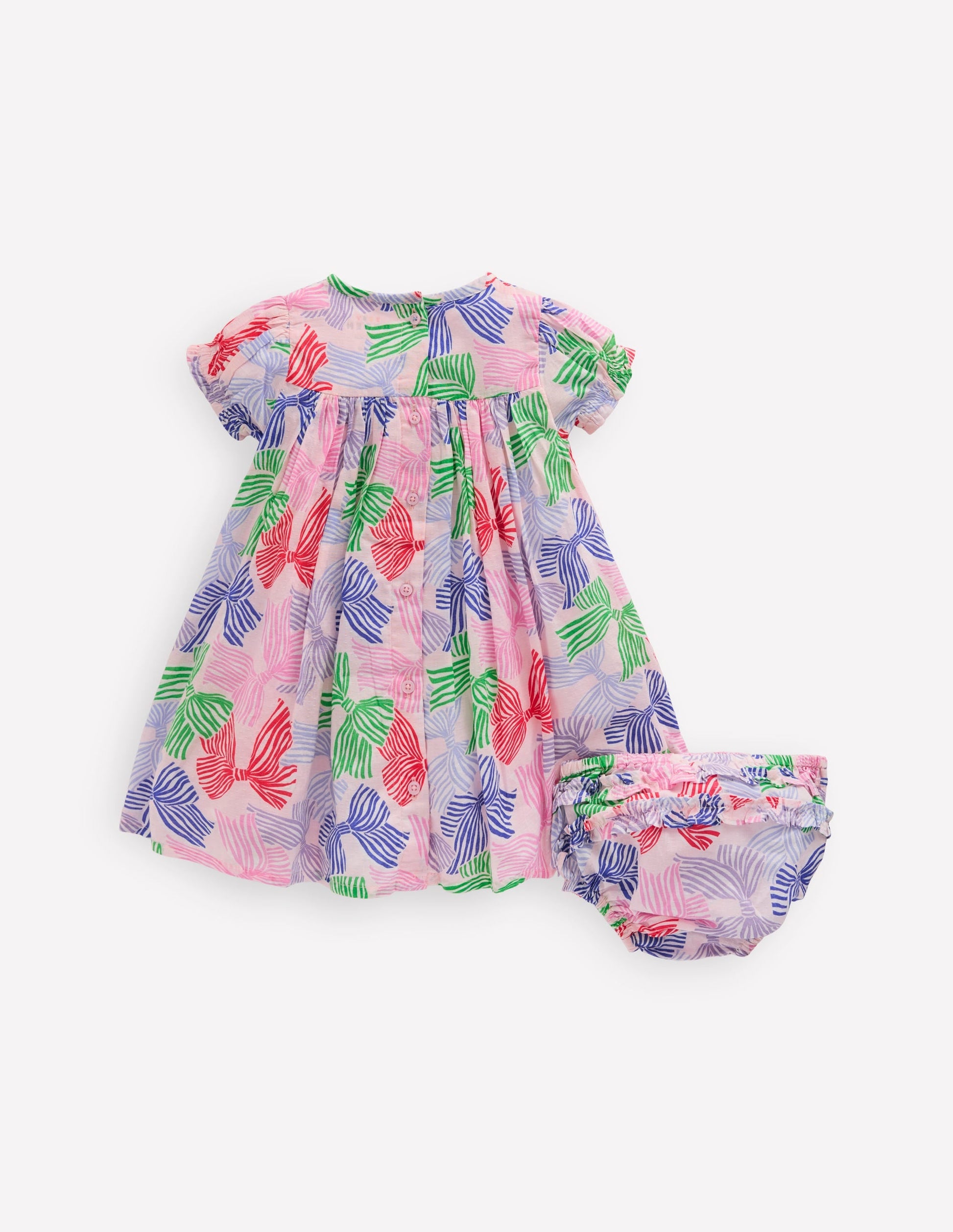Gathered Woven Dress-French Pink Bows-2