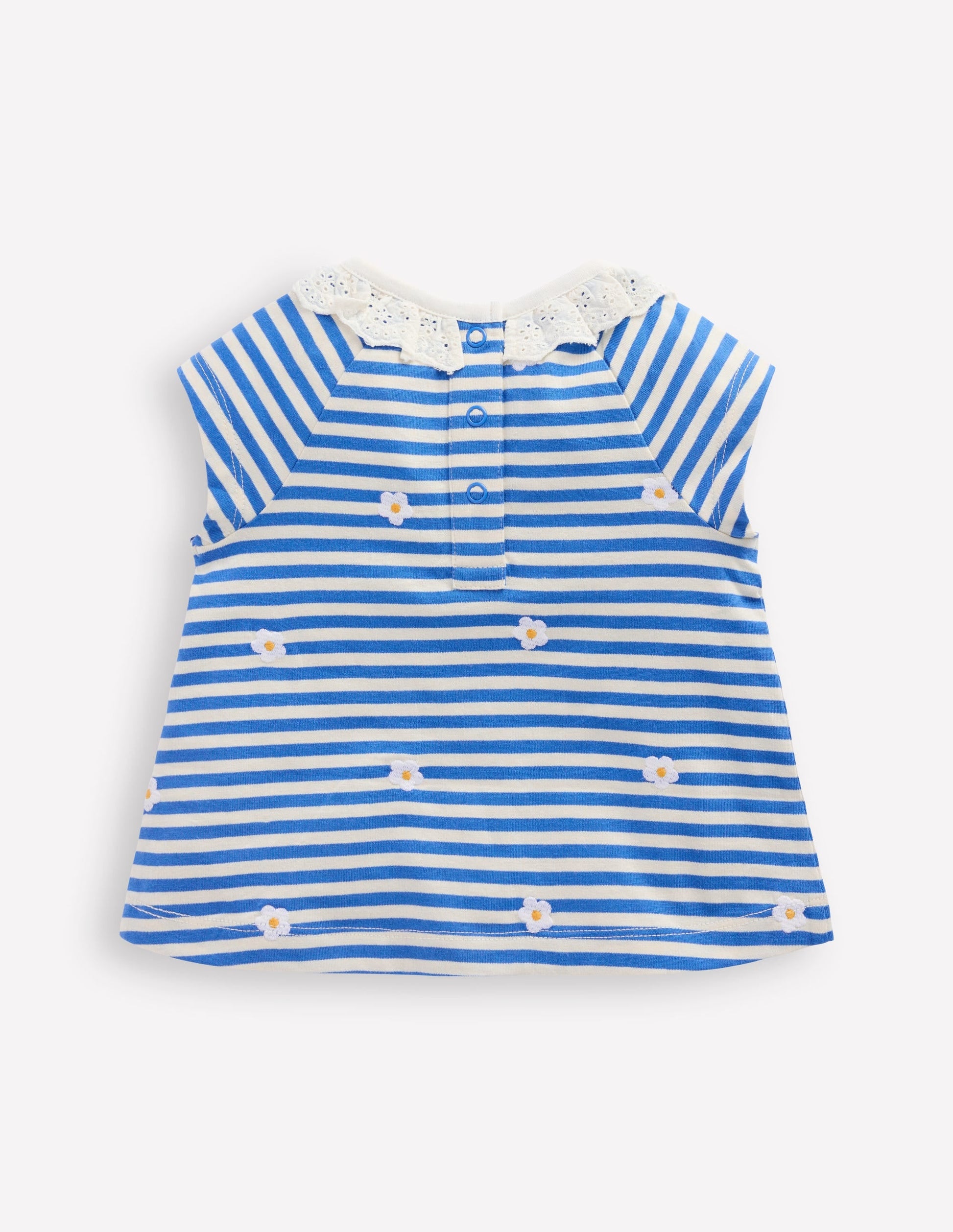 Embroidered Jersey Top-Peacock Plume Blue/ Soft Ivory-2