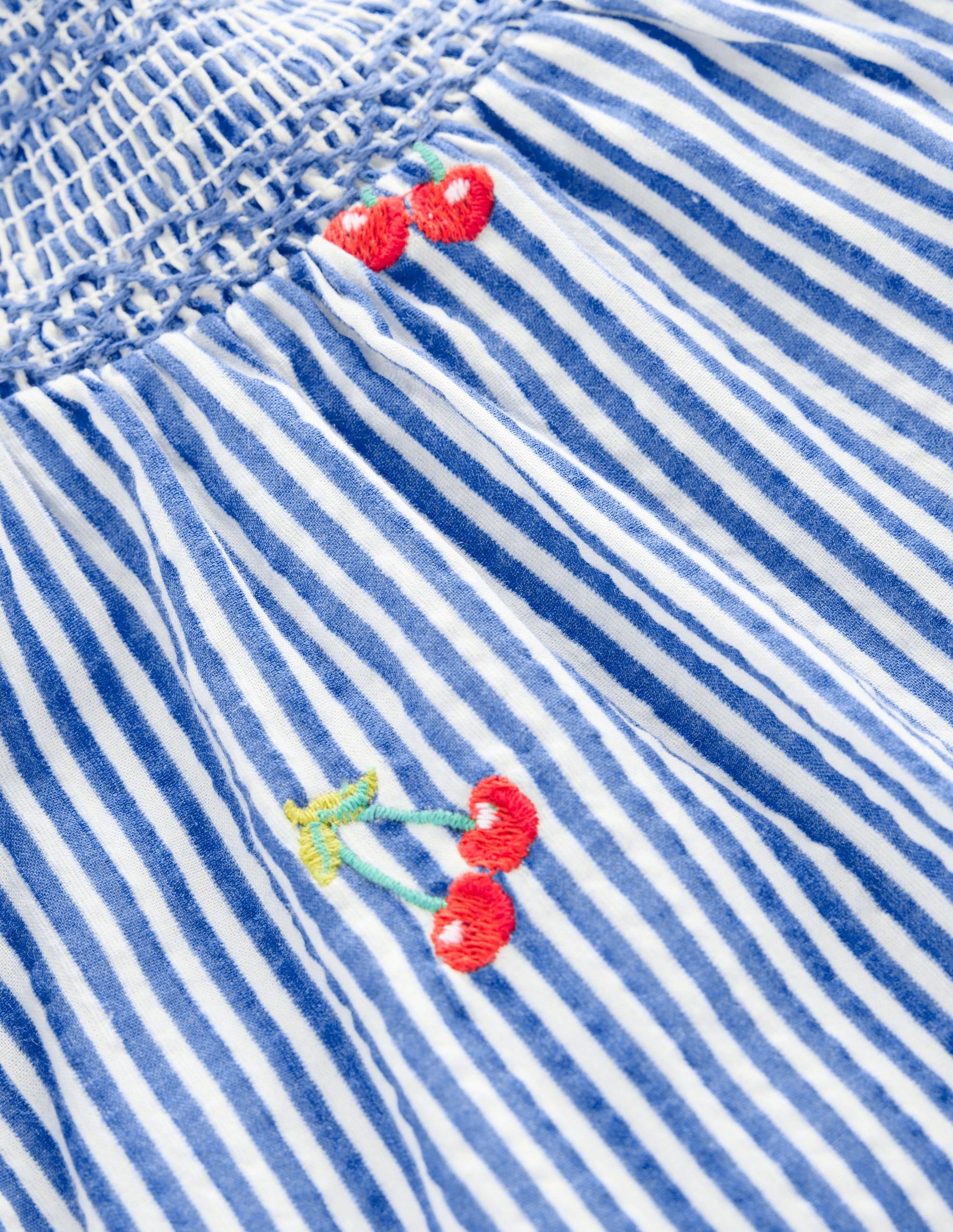 Smocked Play Set-Blue Ticking Cherries-5