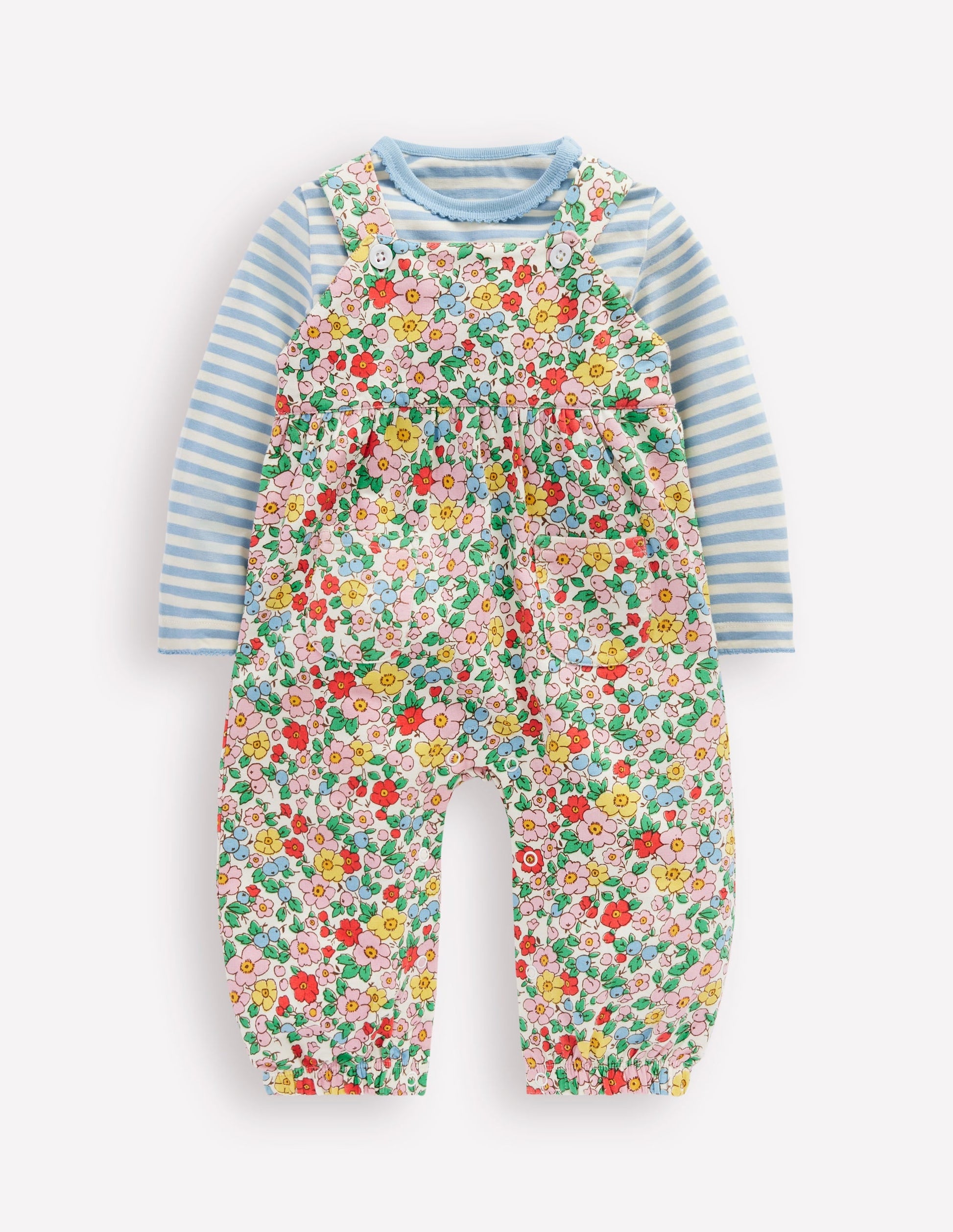 Jersey Dungaree Set-Eggnog Apple Blossom-1