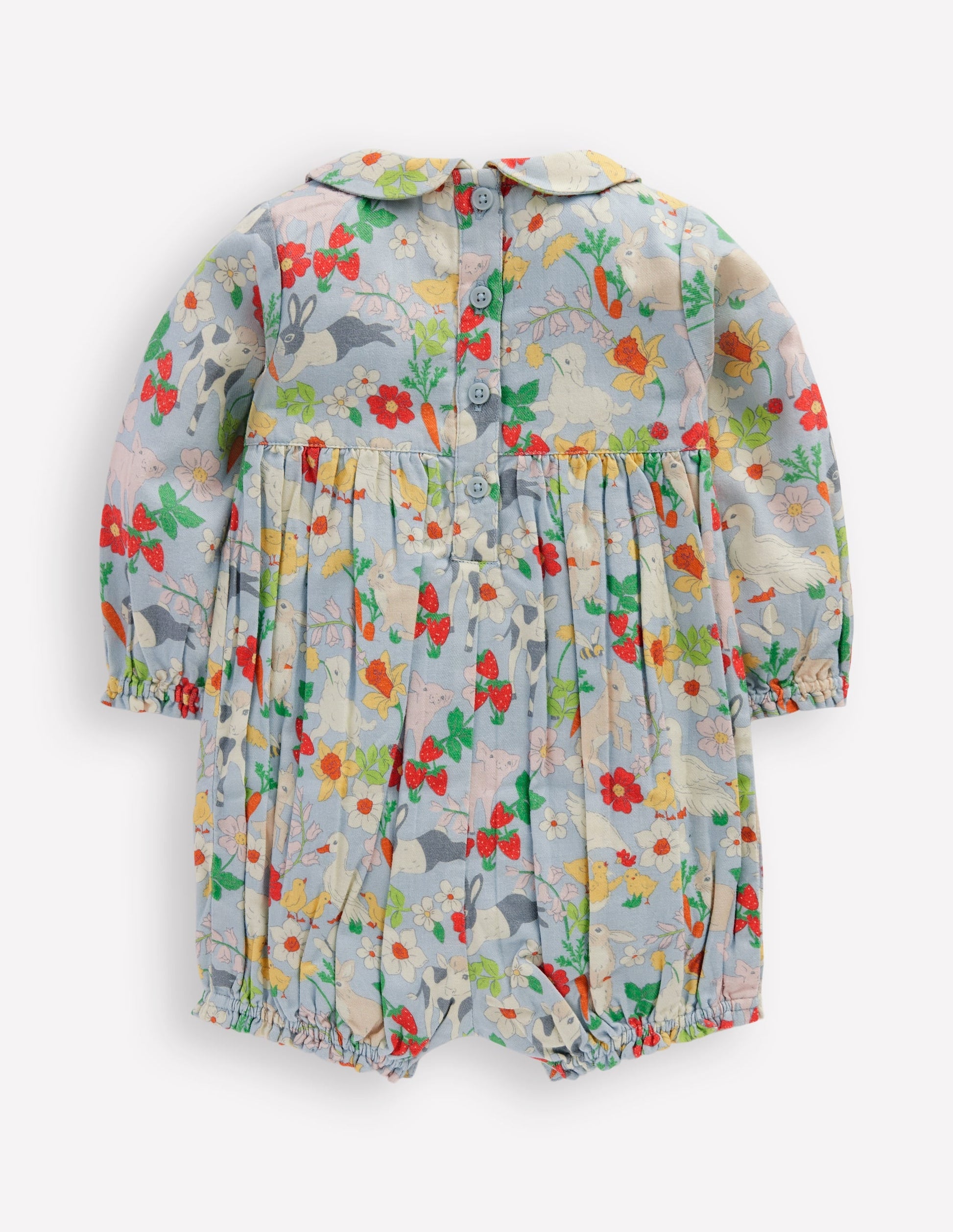 Smocked Romper-Blue Spring Meadow-3