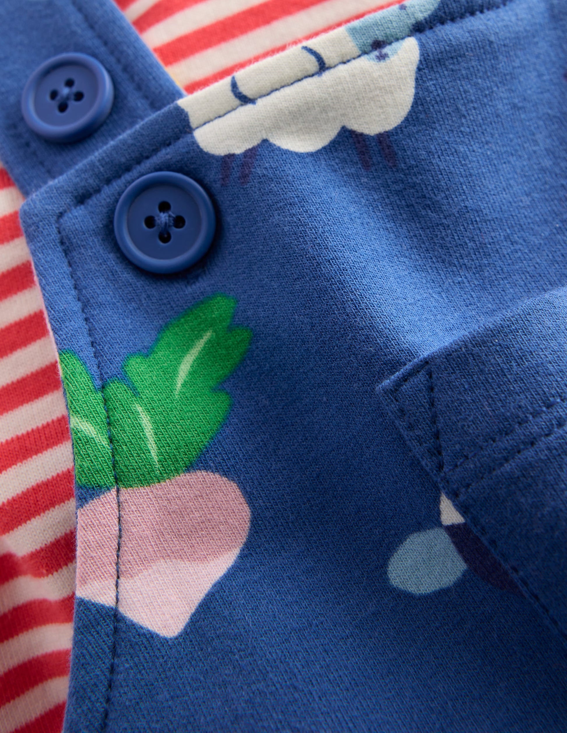 Printed Jersey Dungaree Set-Delft Rainbow Farm-3