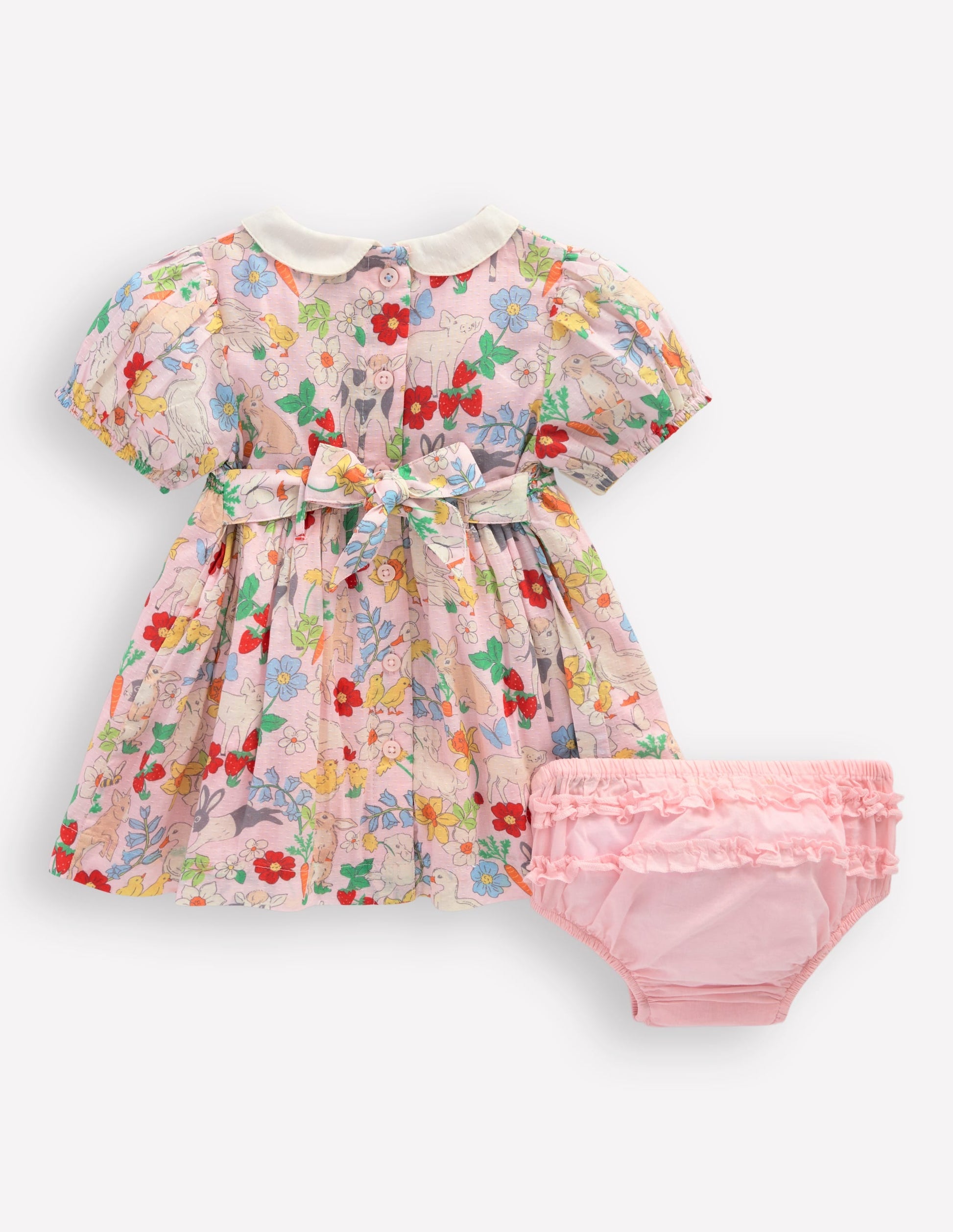 Traditional Smock Dress-French Pink Spring Meadow-1