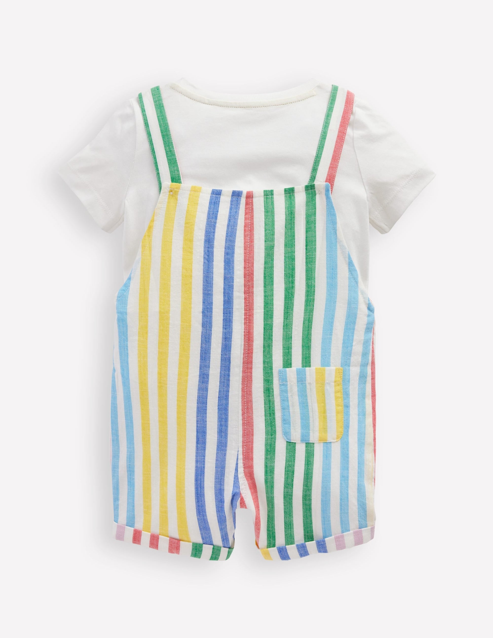 Button Dungaree Set-Multi Stripe-3