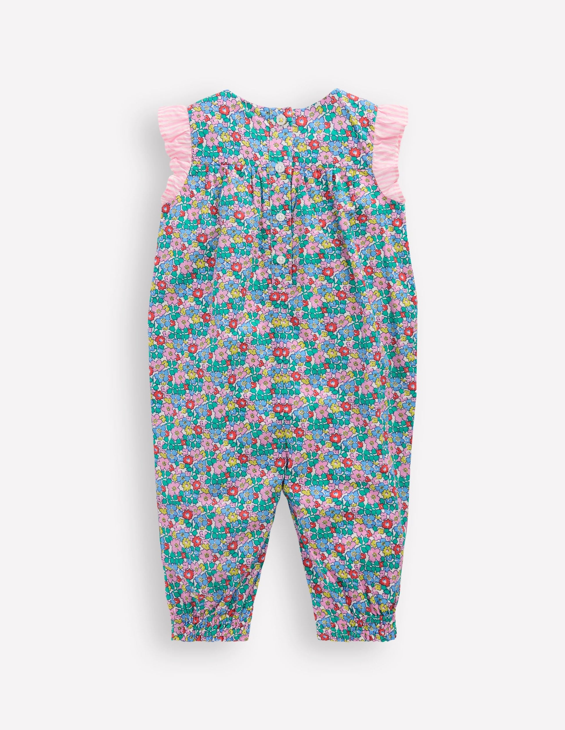 Girls Ruffle Sleeve Romper-Multi Flowerbed-2