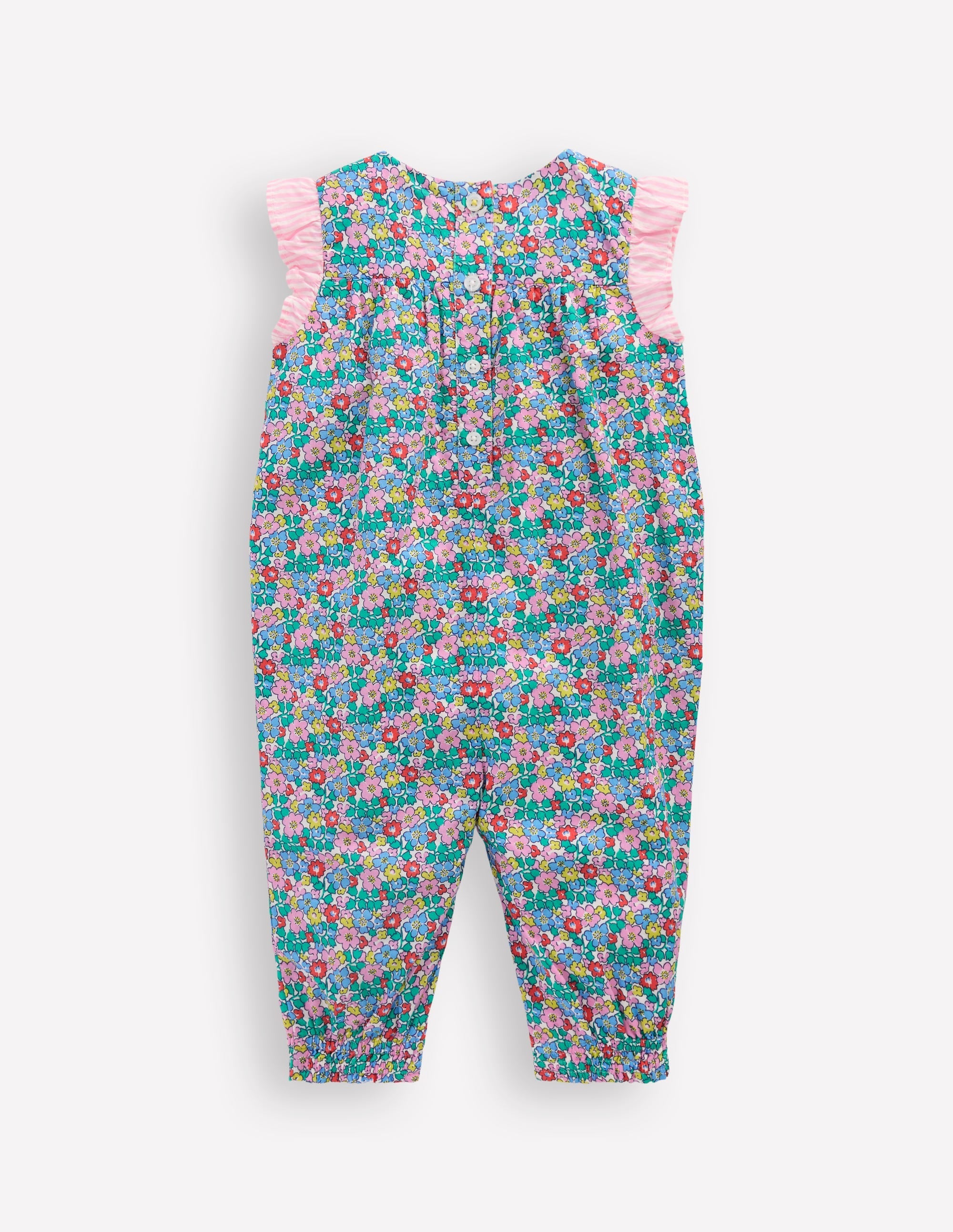 Girls Ruffle Sleeve Romper-Multi Flowerbed - Image 2