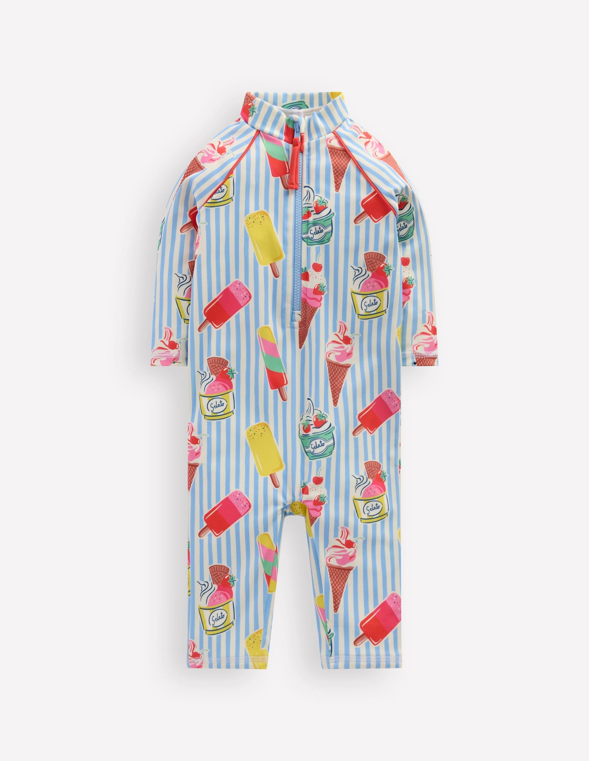Printed Sun Safe Surfsuit-Vintage Blue Ice Cream Stripe-2
