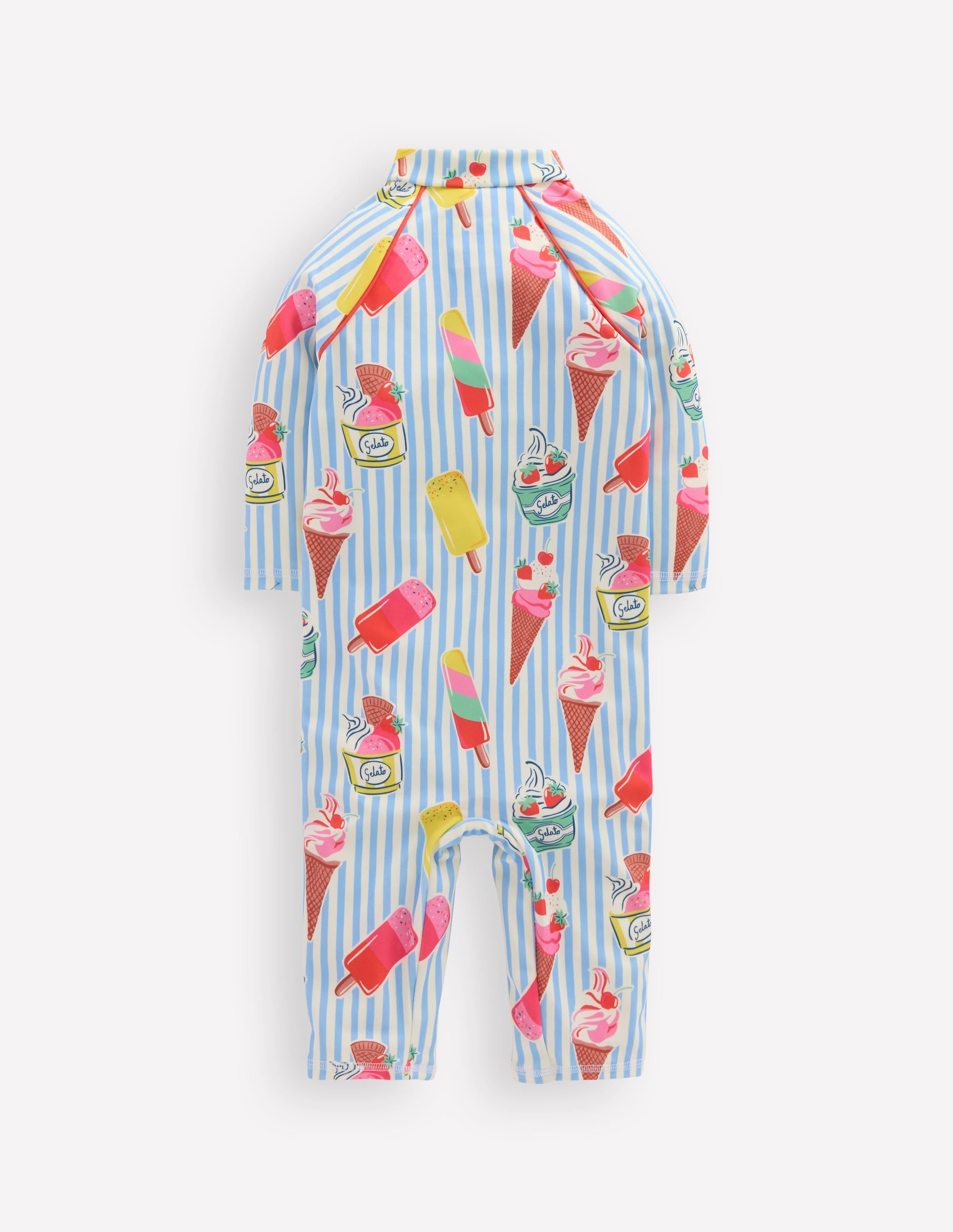 Printed Sun Safe Surfsuit-Vintage Blue Ice Cream Stripe - Image 3
