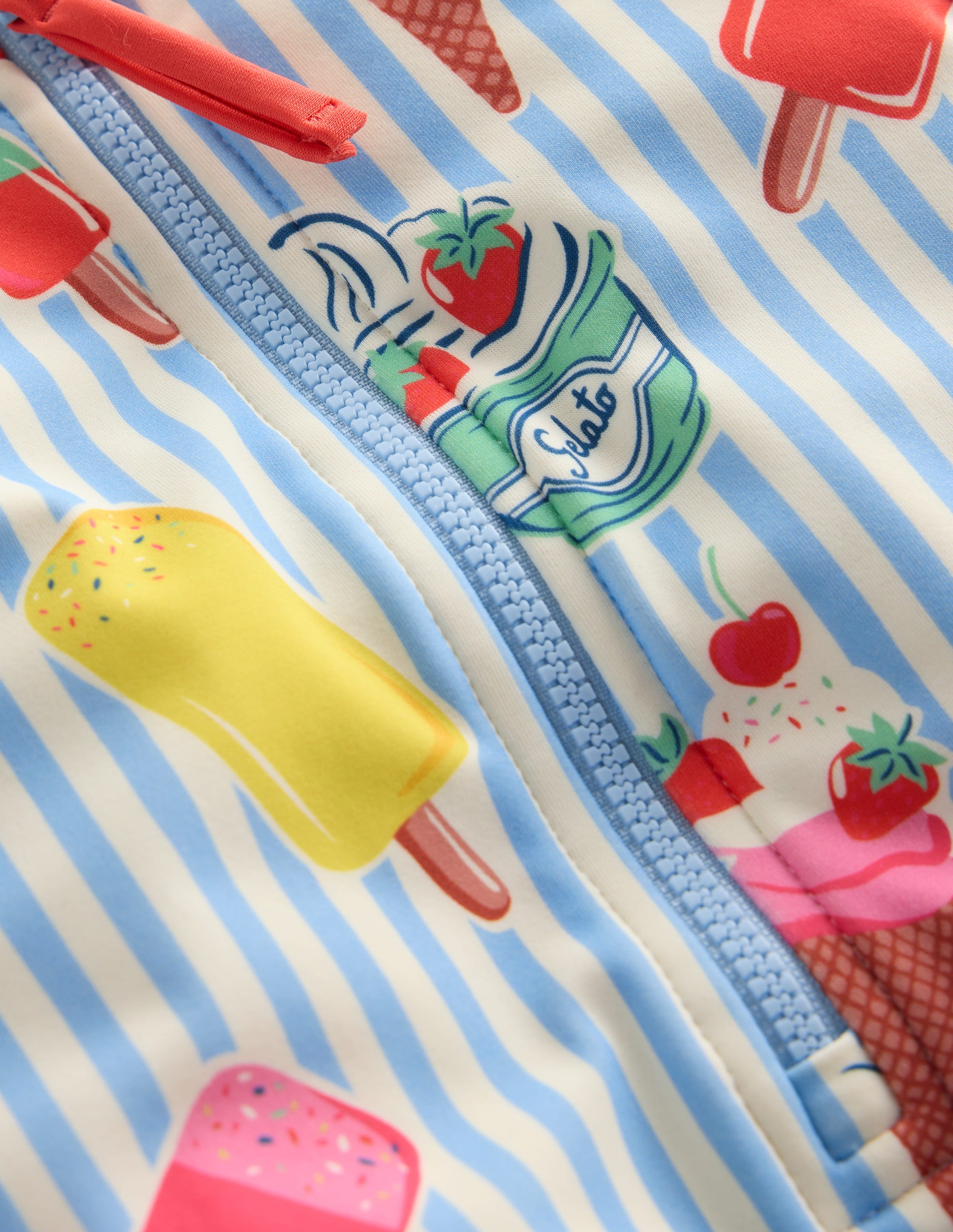 Printed Sun Safe Surfsuit-Vintage Blue Ice Cream Stripe - Image 4