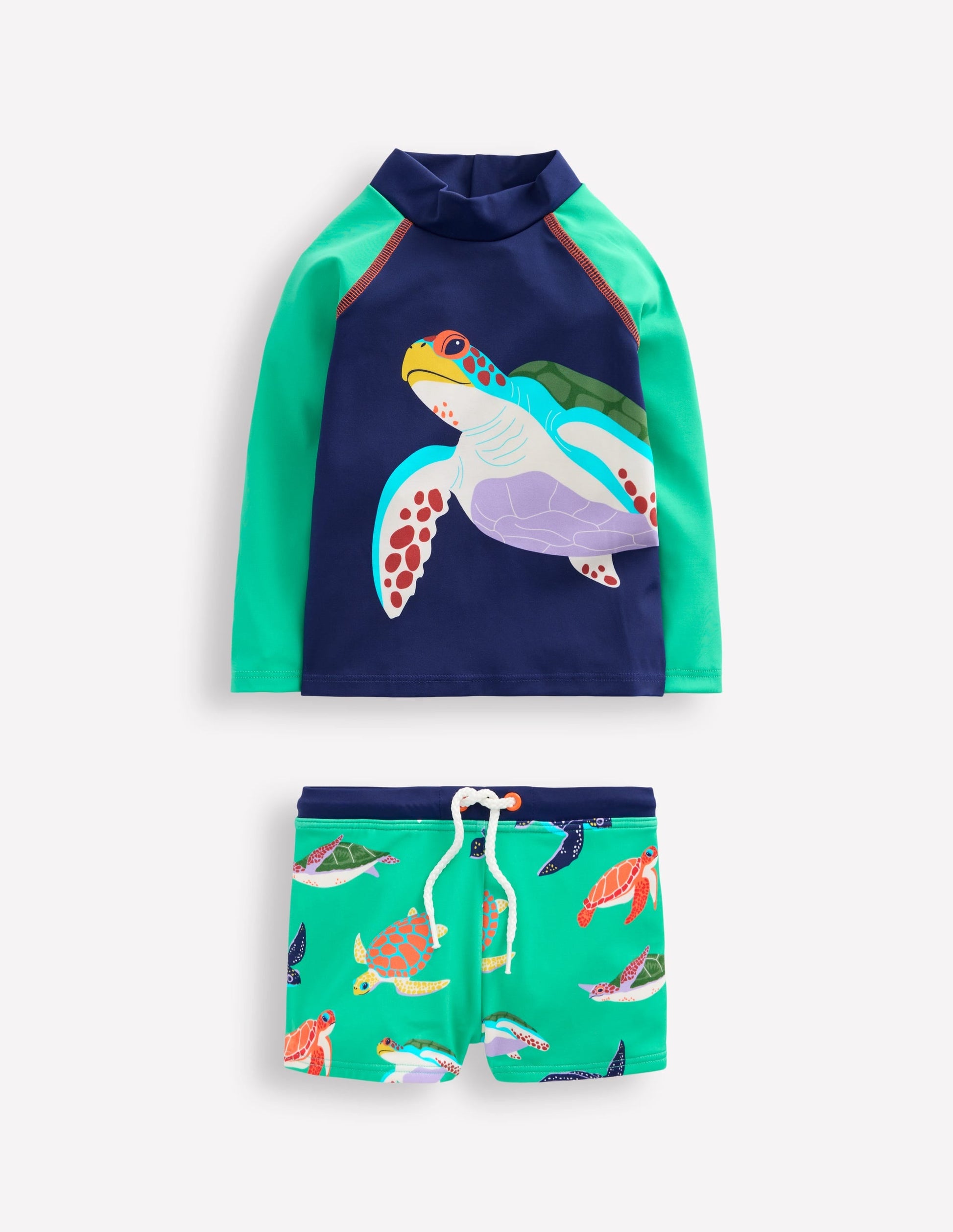 Fun Rash Vest Set-Aquamarine Blue Turtles-2