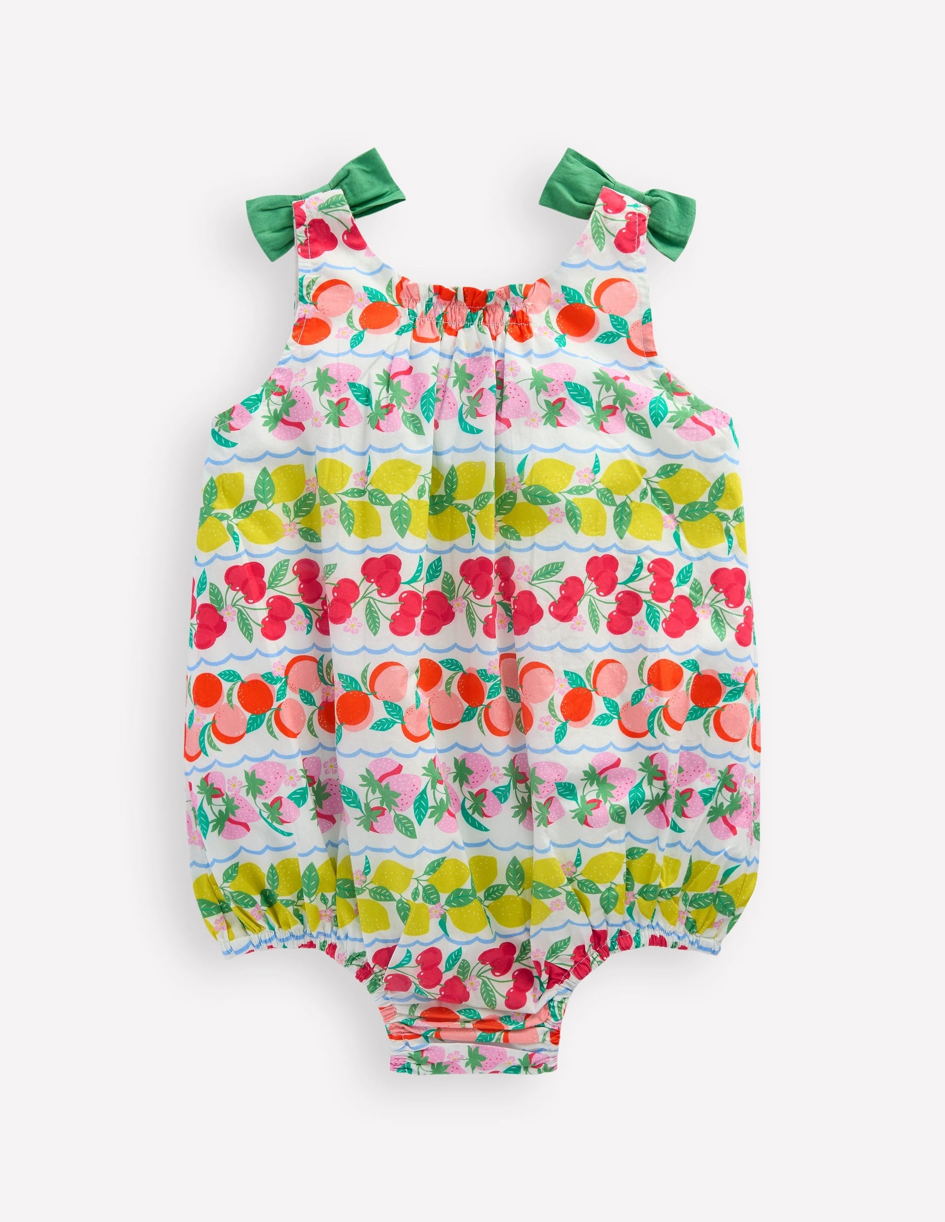 Girls Bubble Romper-Multi Fruit Stripe-2