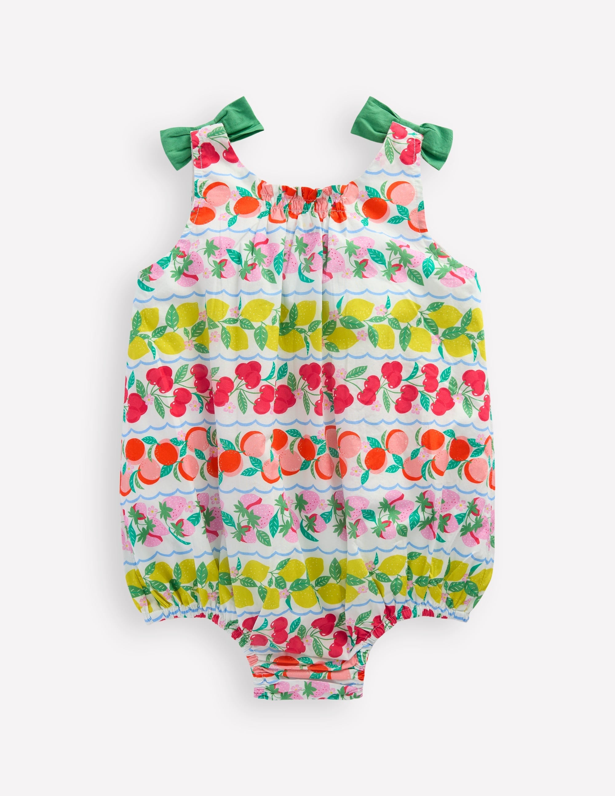 Girls Bubble Romper-Multi Fruit Stripe - Image 2