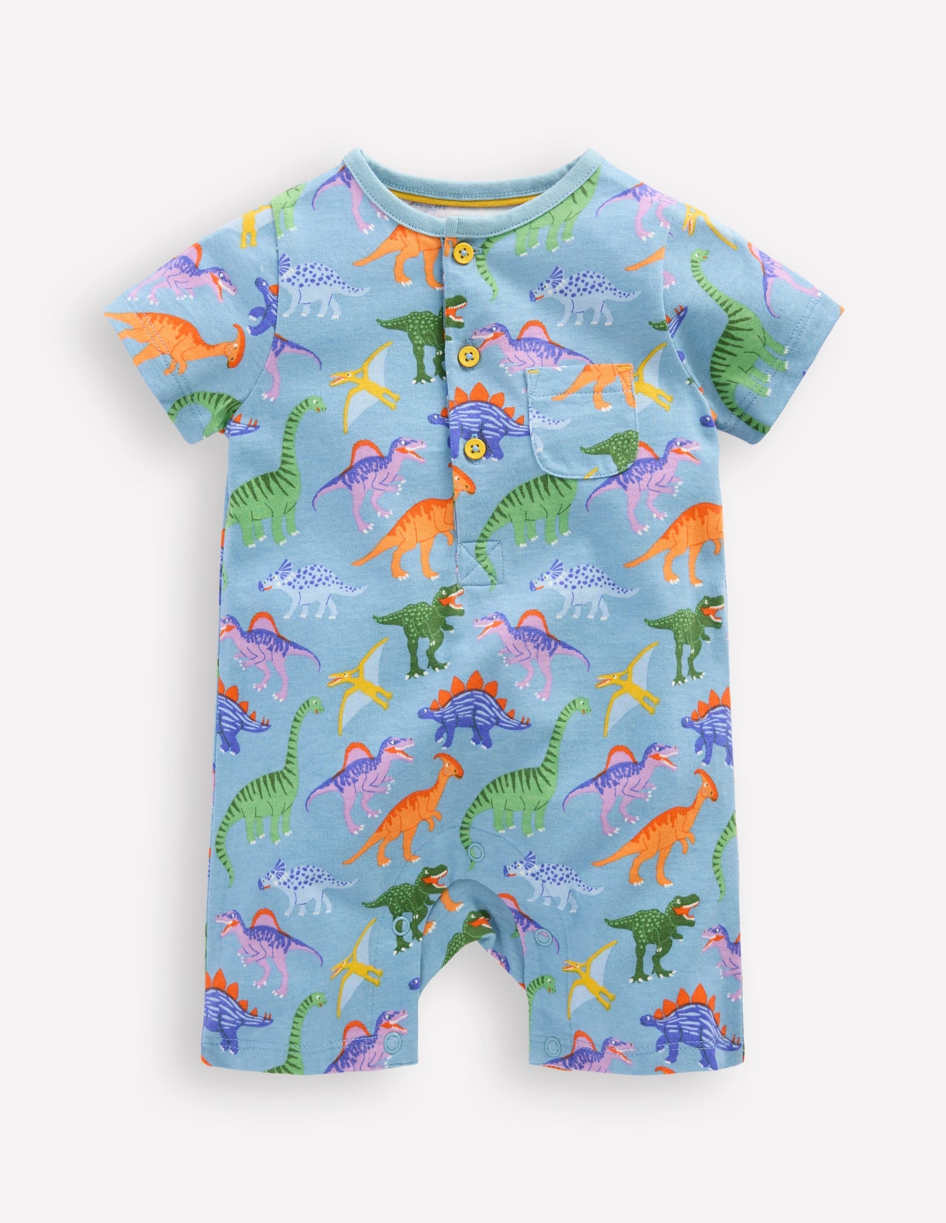 Jersey Romper-Vintage Blue Dinosaurs-1