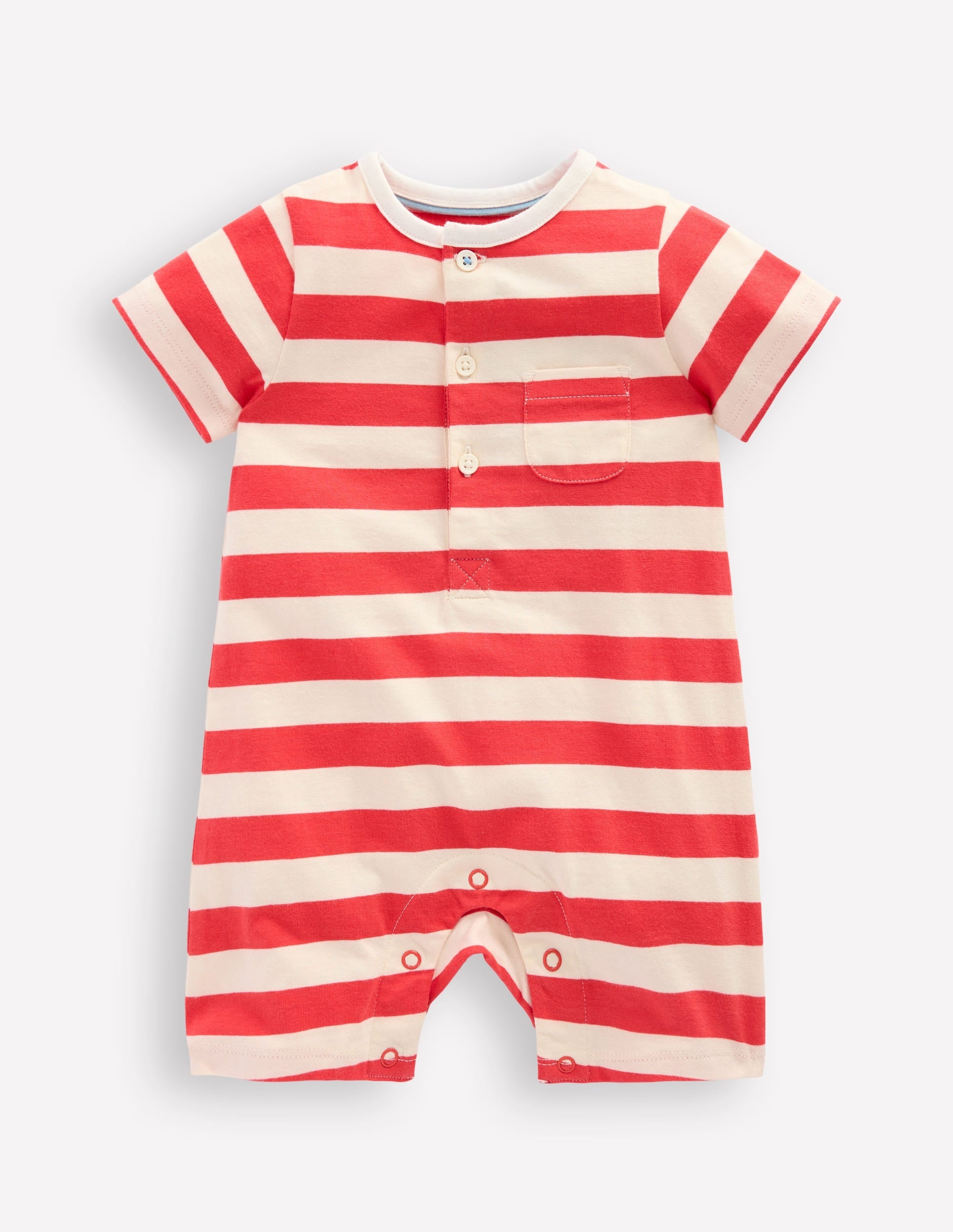 Jersey Romper-Jam Red and Ivory Stripe - Image 1