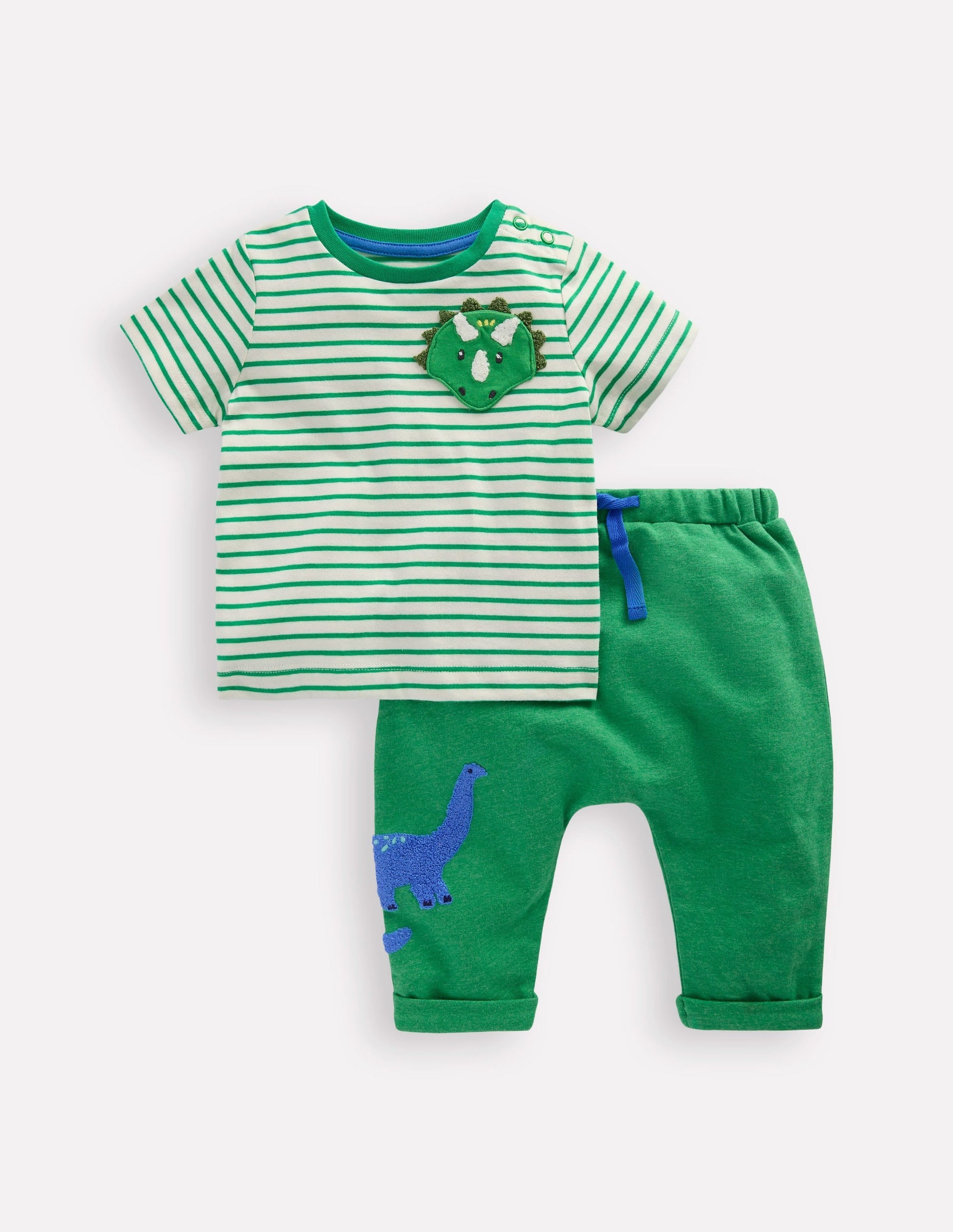 Bouclé Jersey Play Set-Soft Ivory and Sapling Green-1