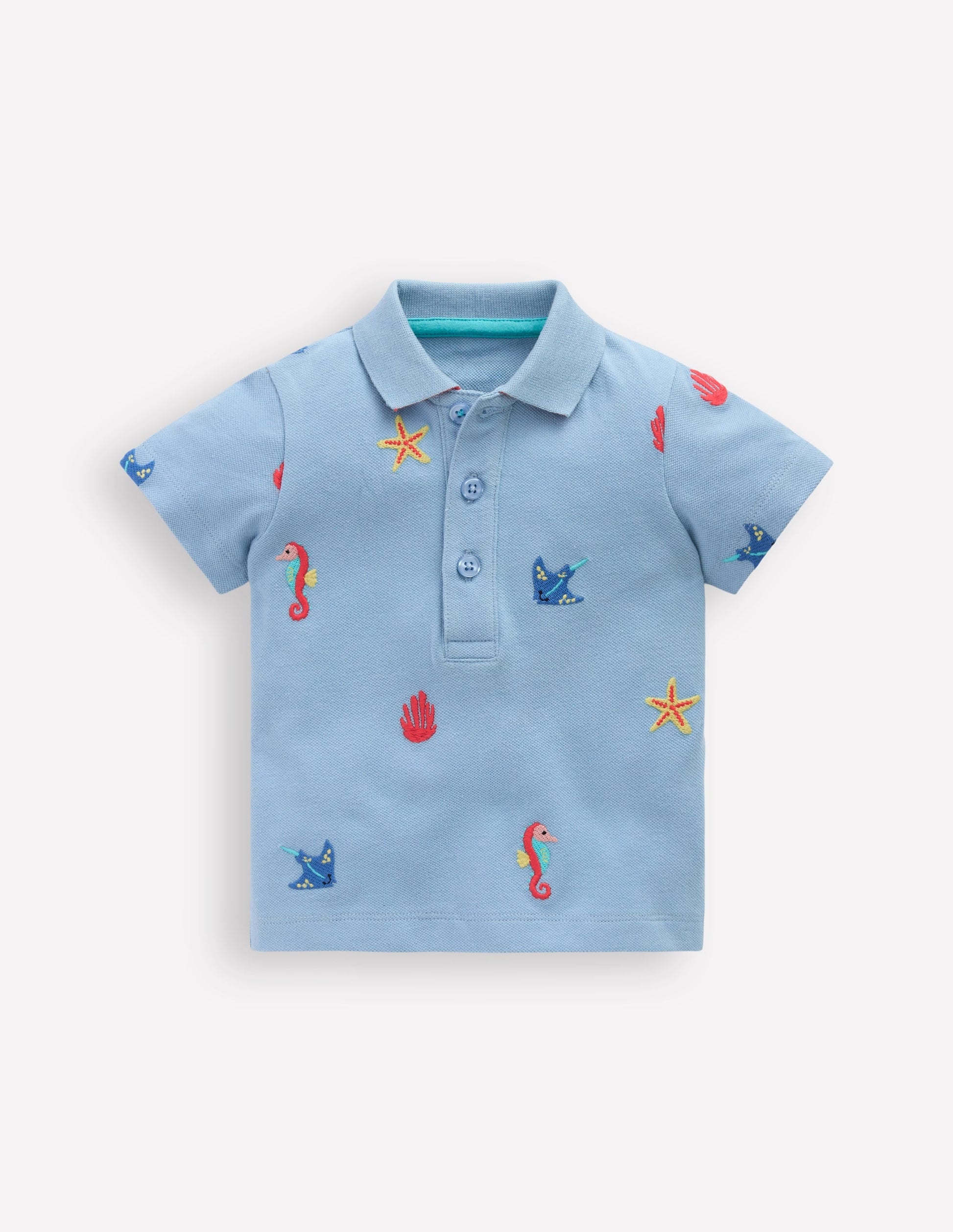Embroidered Polo-Glacier Blue-1