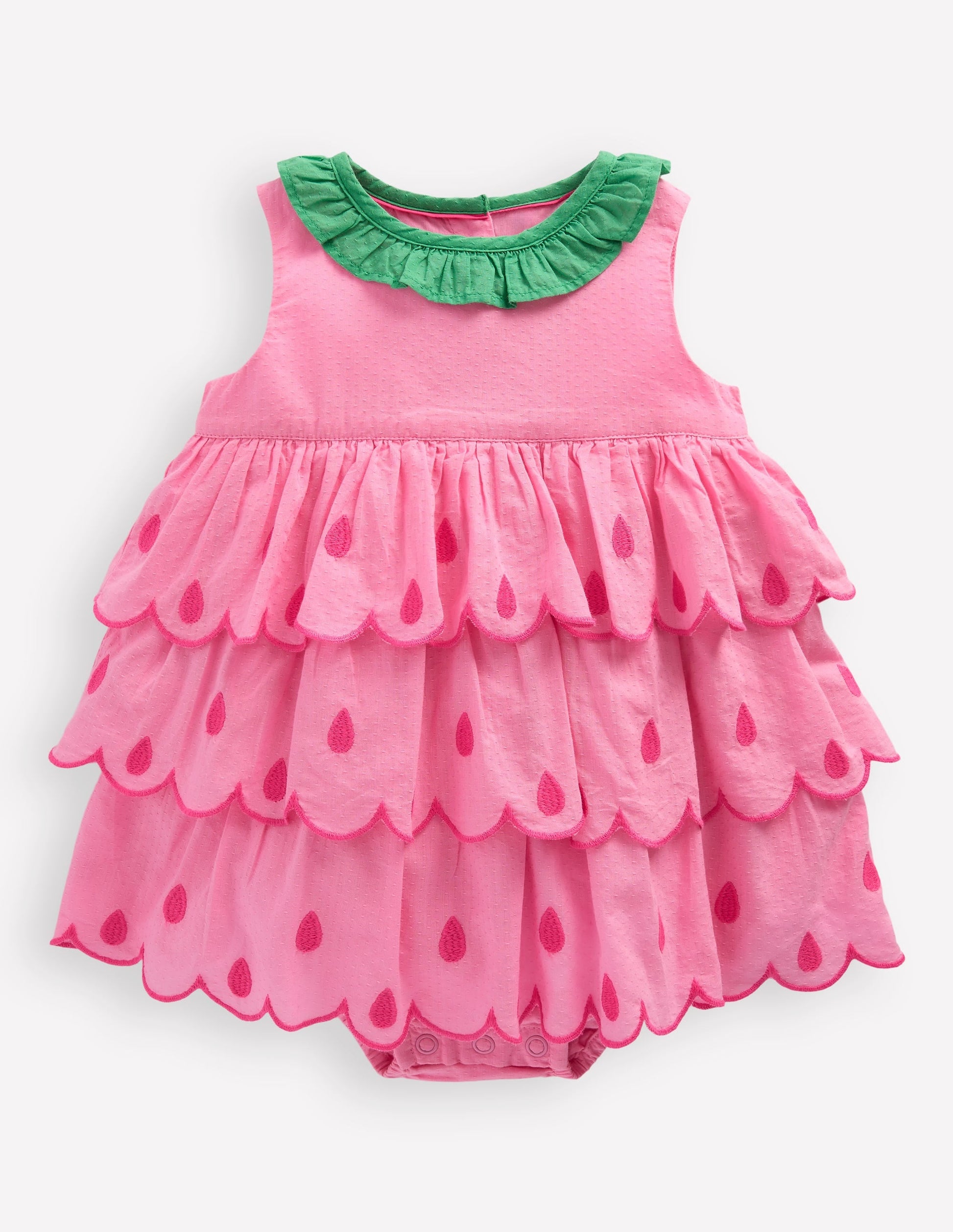 Ruffle Woven Romper-Bubblegum Pink-1