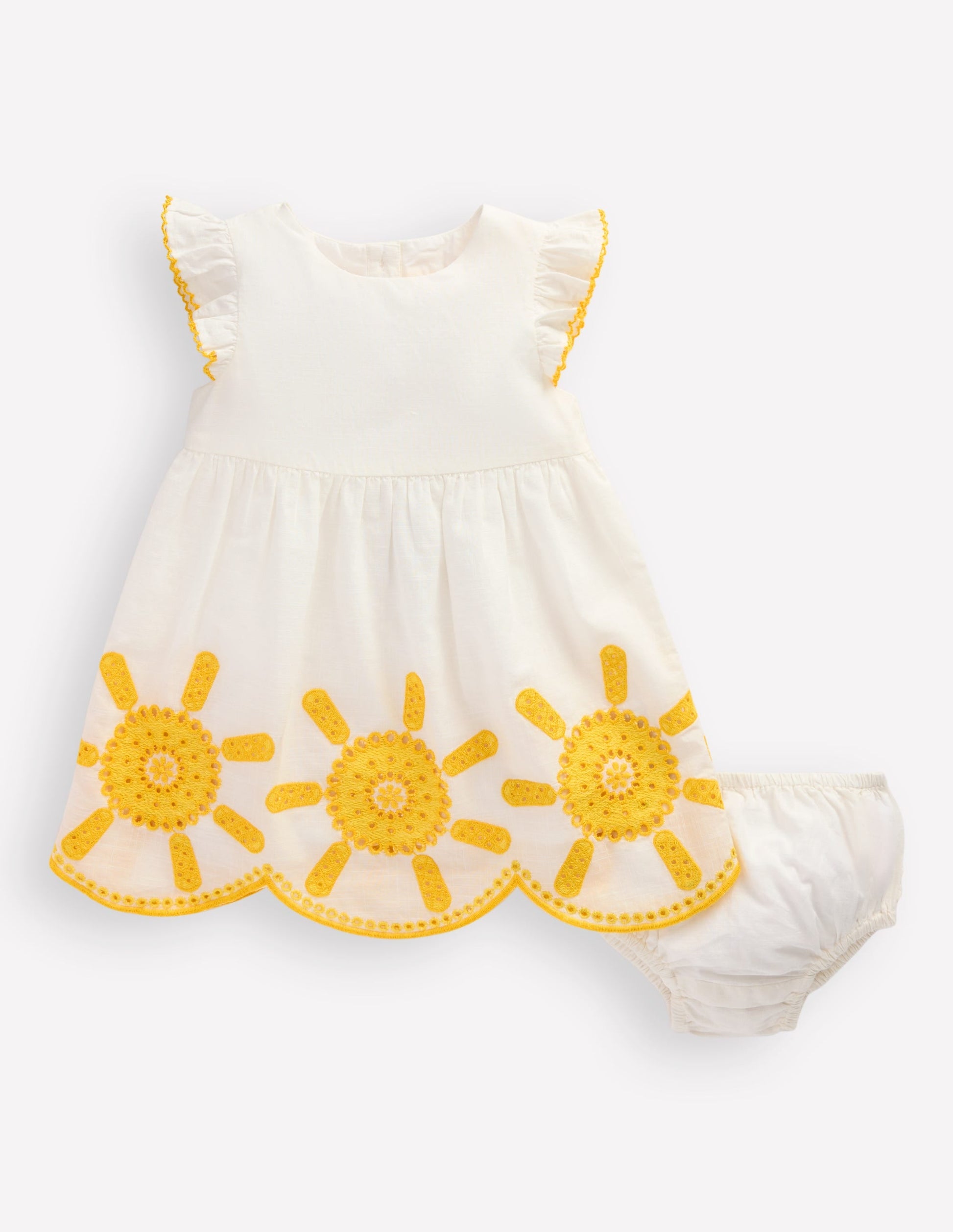 Woven Frill Dress-Ivory-2
